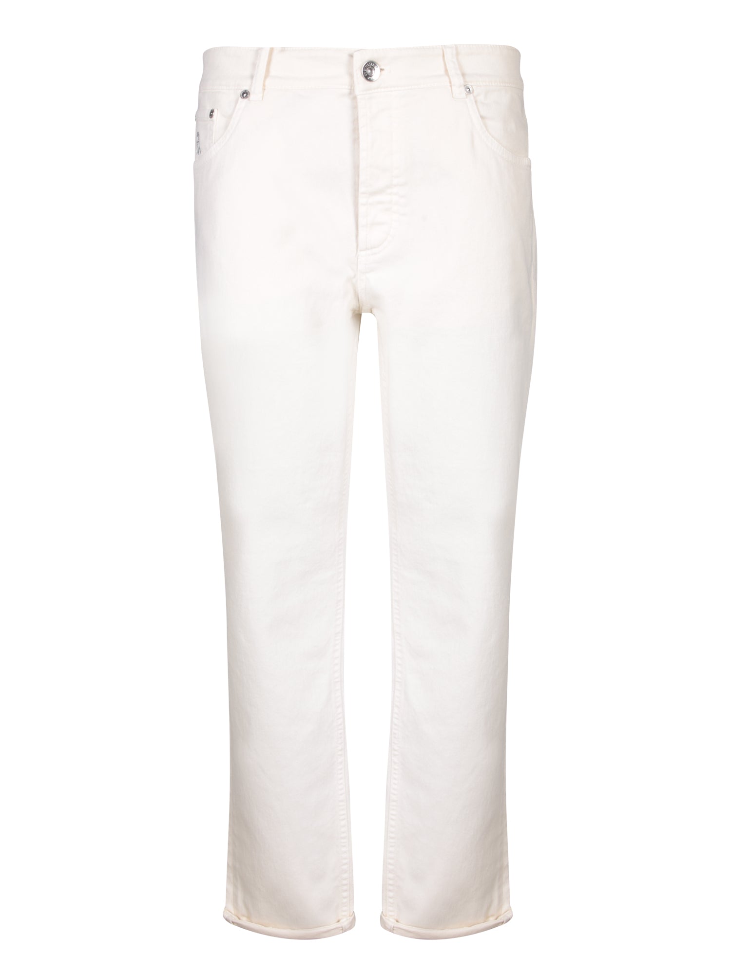 BRUNELLO CUCINELLI Five 포켓 크림 트라우저