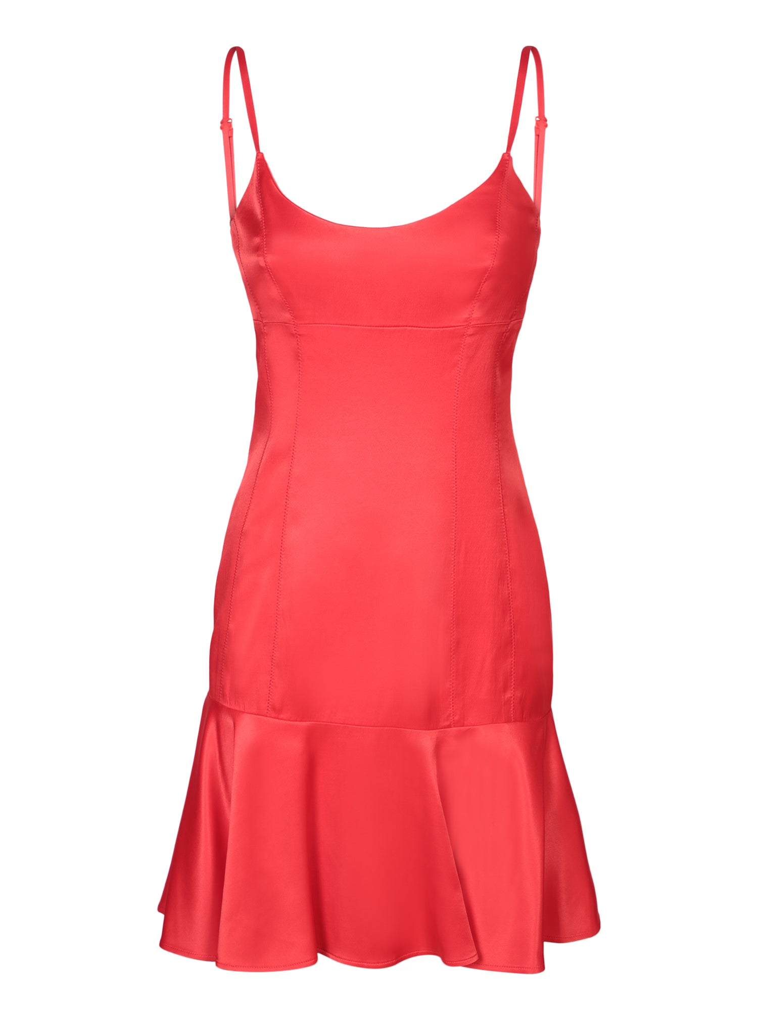 MOSCHINO 진 Red 샤틴 미니 드레스