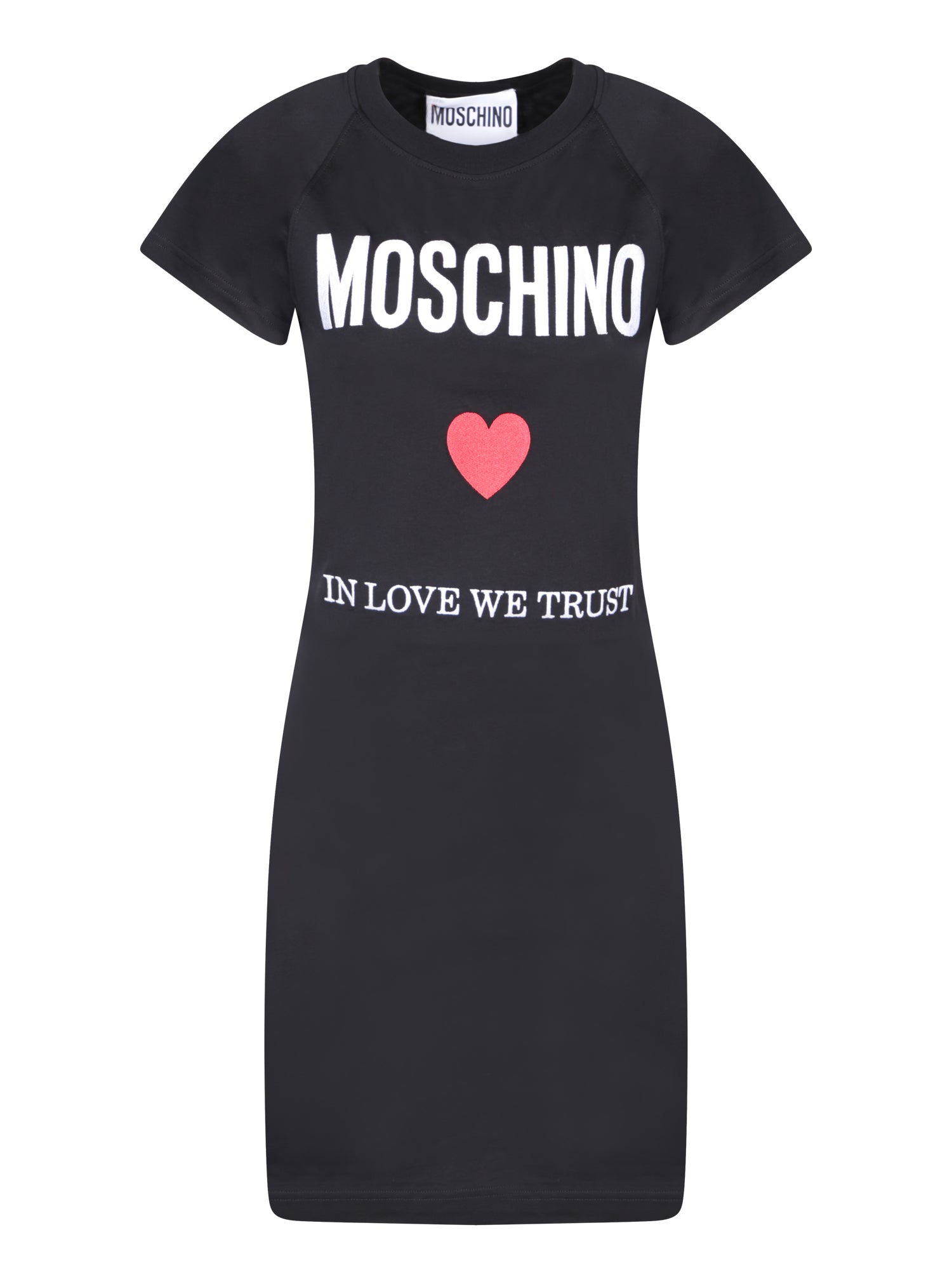 MOSCHINO 미니 드레스 in 블랙 코튼 져지