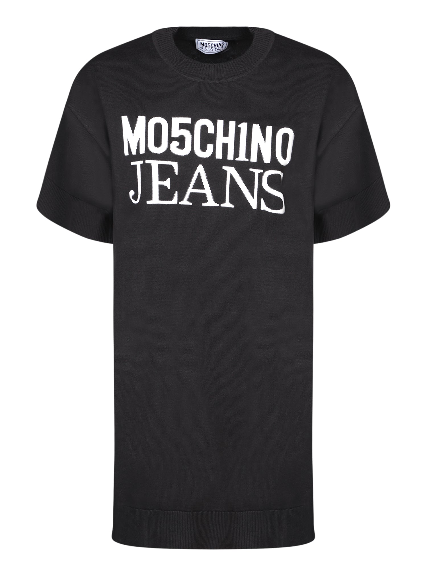MOSCHINO 진 로고 티셔츠 드레스 in 블랙 코튼