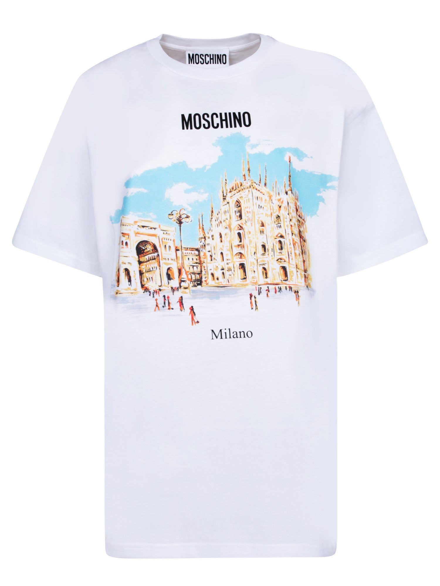 MOSCHINO 코튼 티셔츠 위드 화이트 프린트