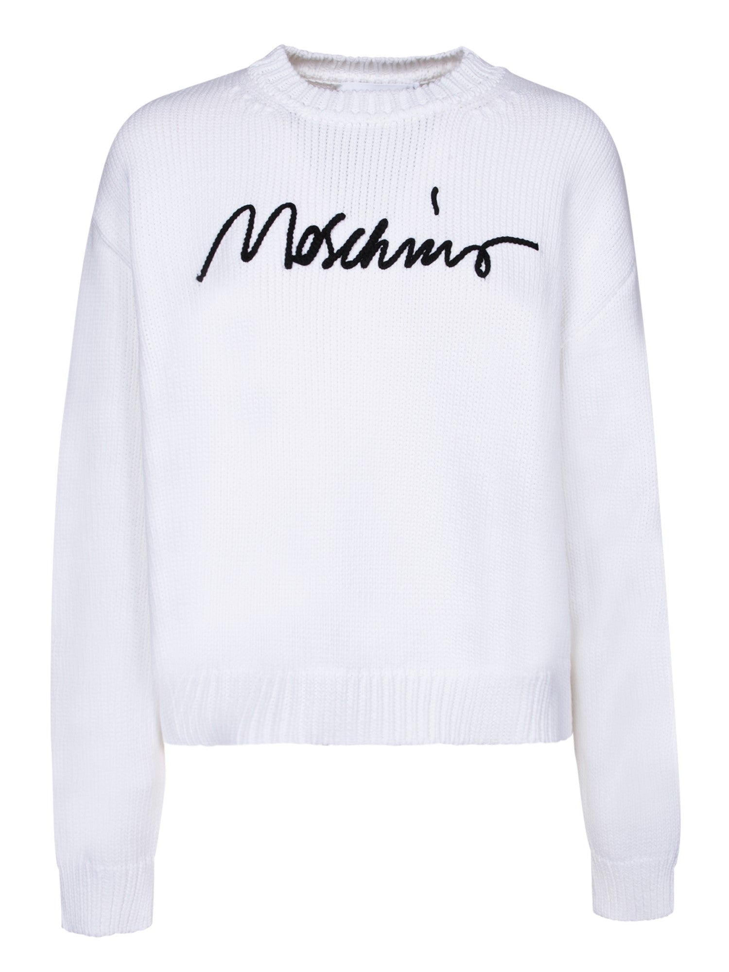 MOSCHINO 화이트 코튼 크루넥 스웨터