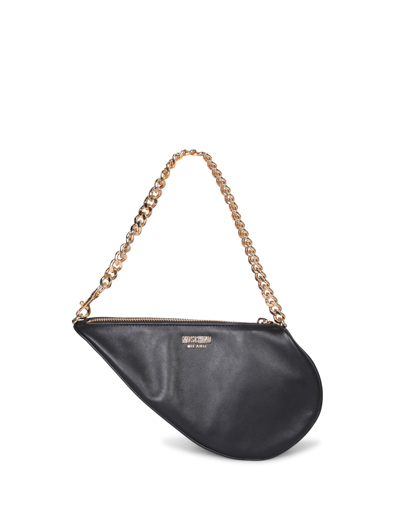 MOSCHINO 블랙 레더 숄더 백
