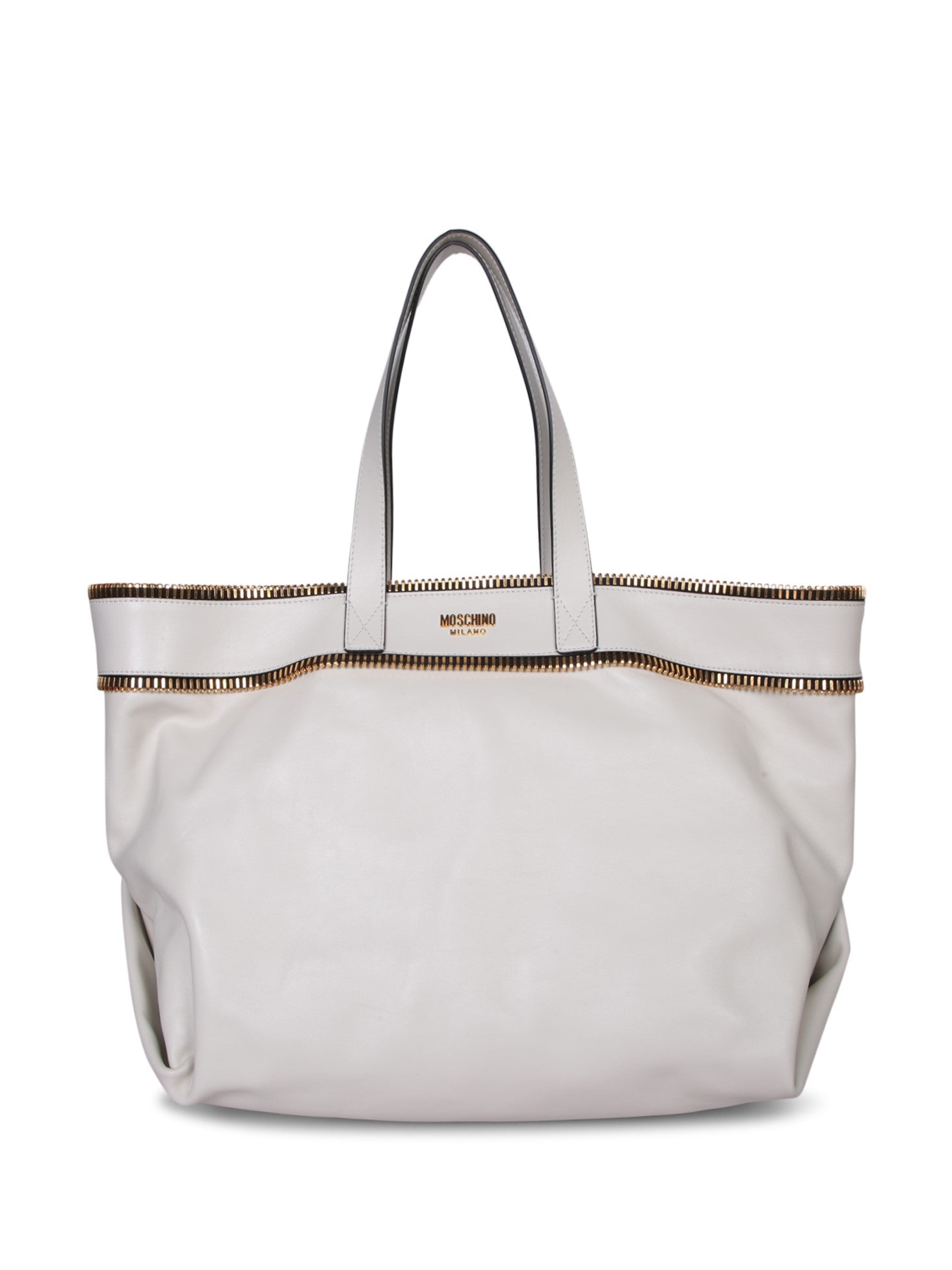 MOSCHINO 화이트 레더 쇼퍼 백