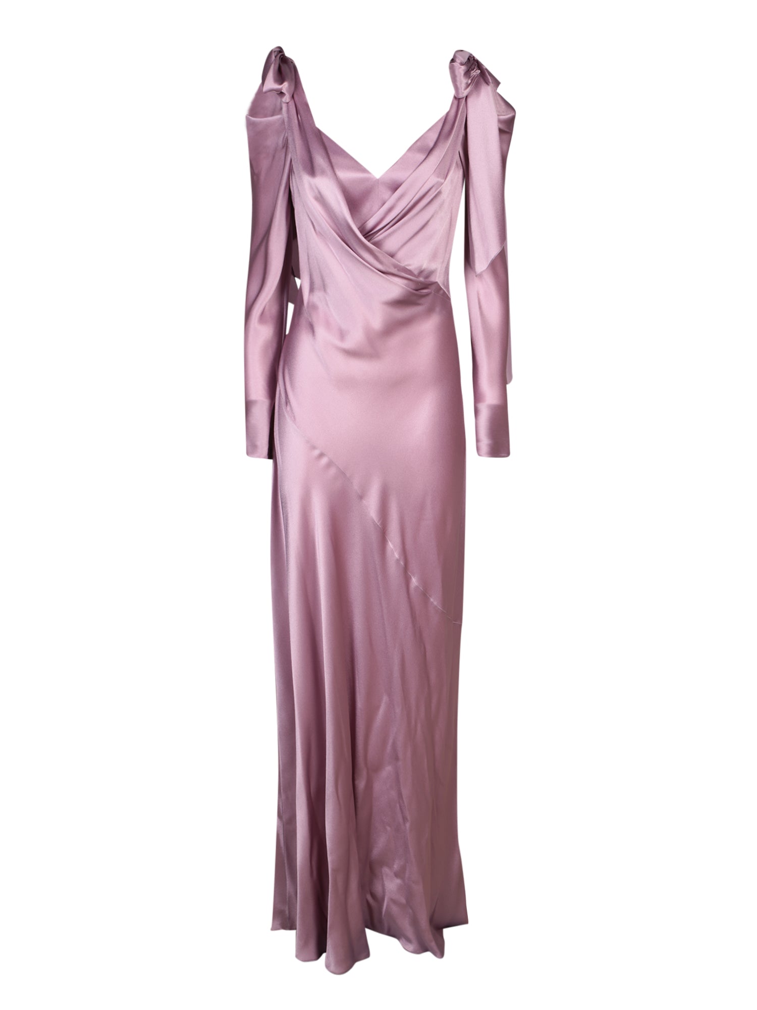 ALBERTA FERRETTI Antique 핑크 샤틴 롱 드레스