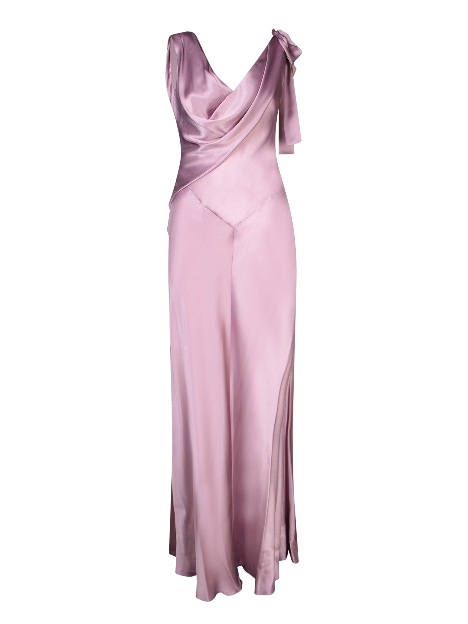 ALBERTA FERRETTI Alberta Ferretti Antique 핑크 롱 샤틴 드레스