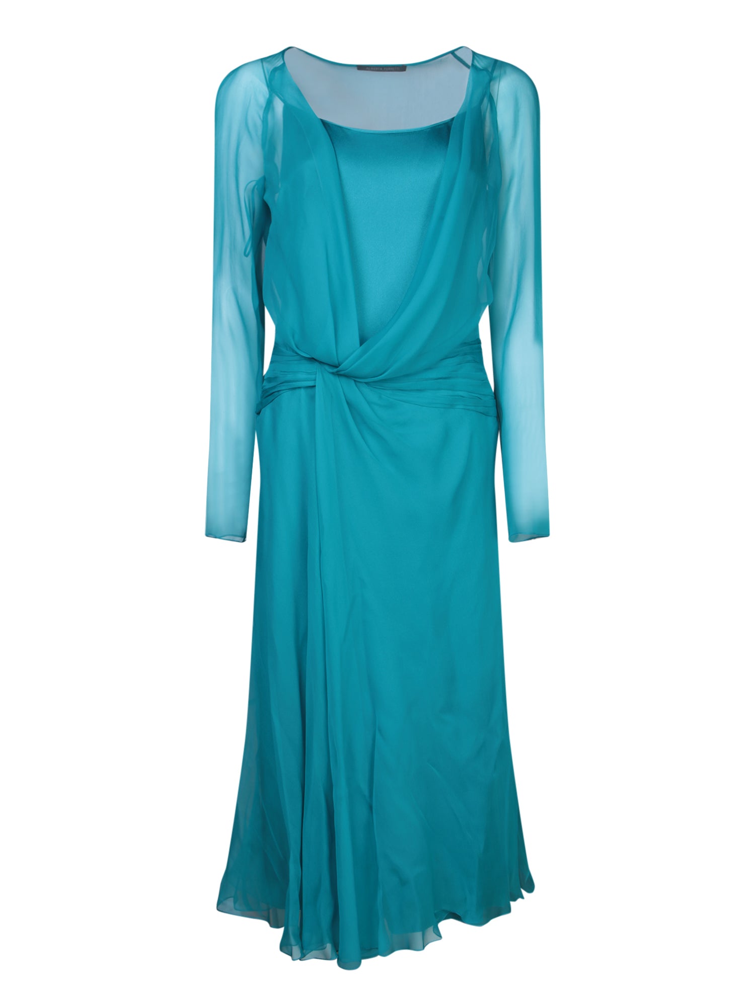 ALBERTA FERRETTI 블루 시폰 미디 드레스