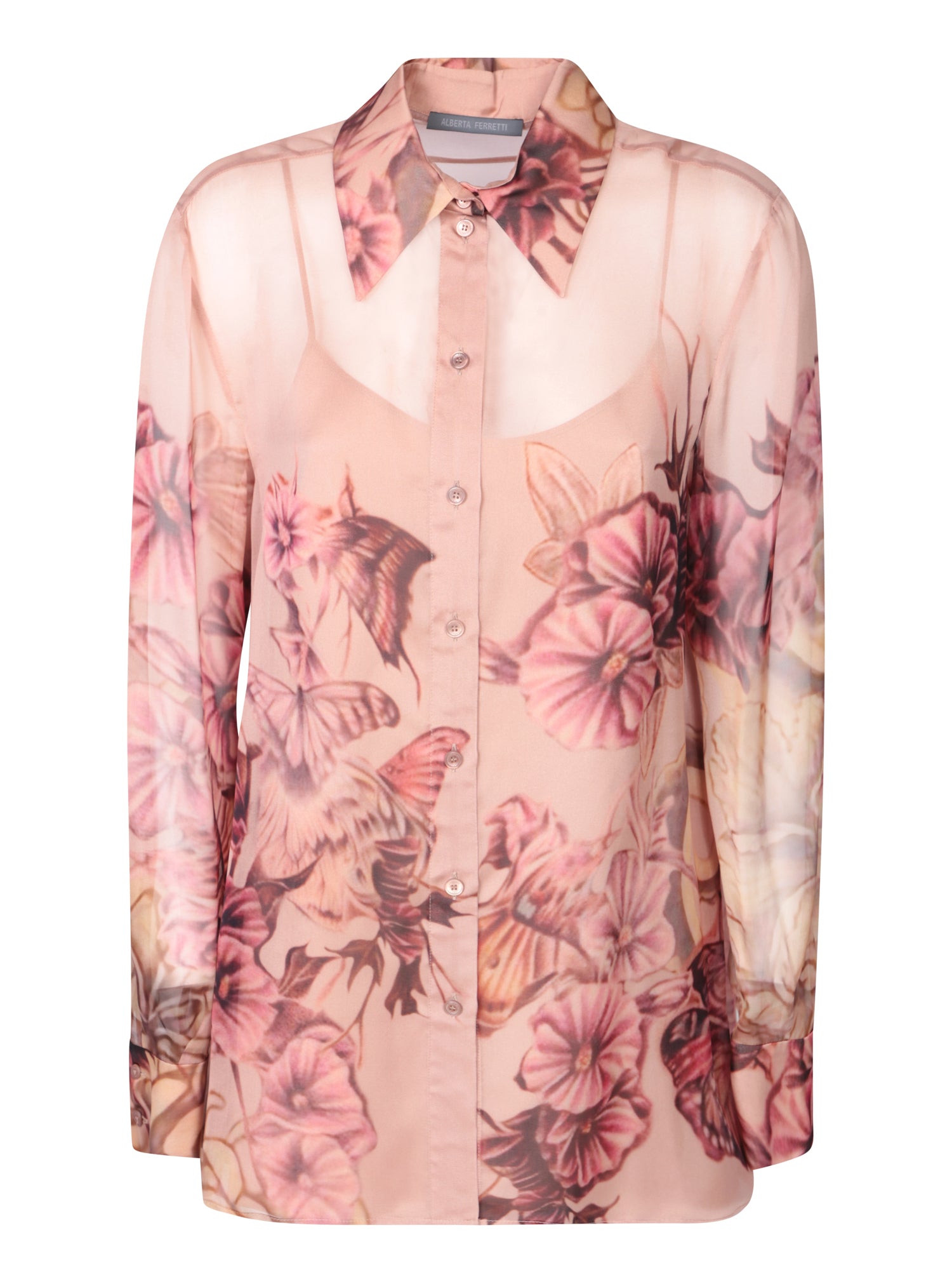 ALBERTA FERRETTI 핑크 Tattoo 이펙트 시폰 셔츠