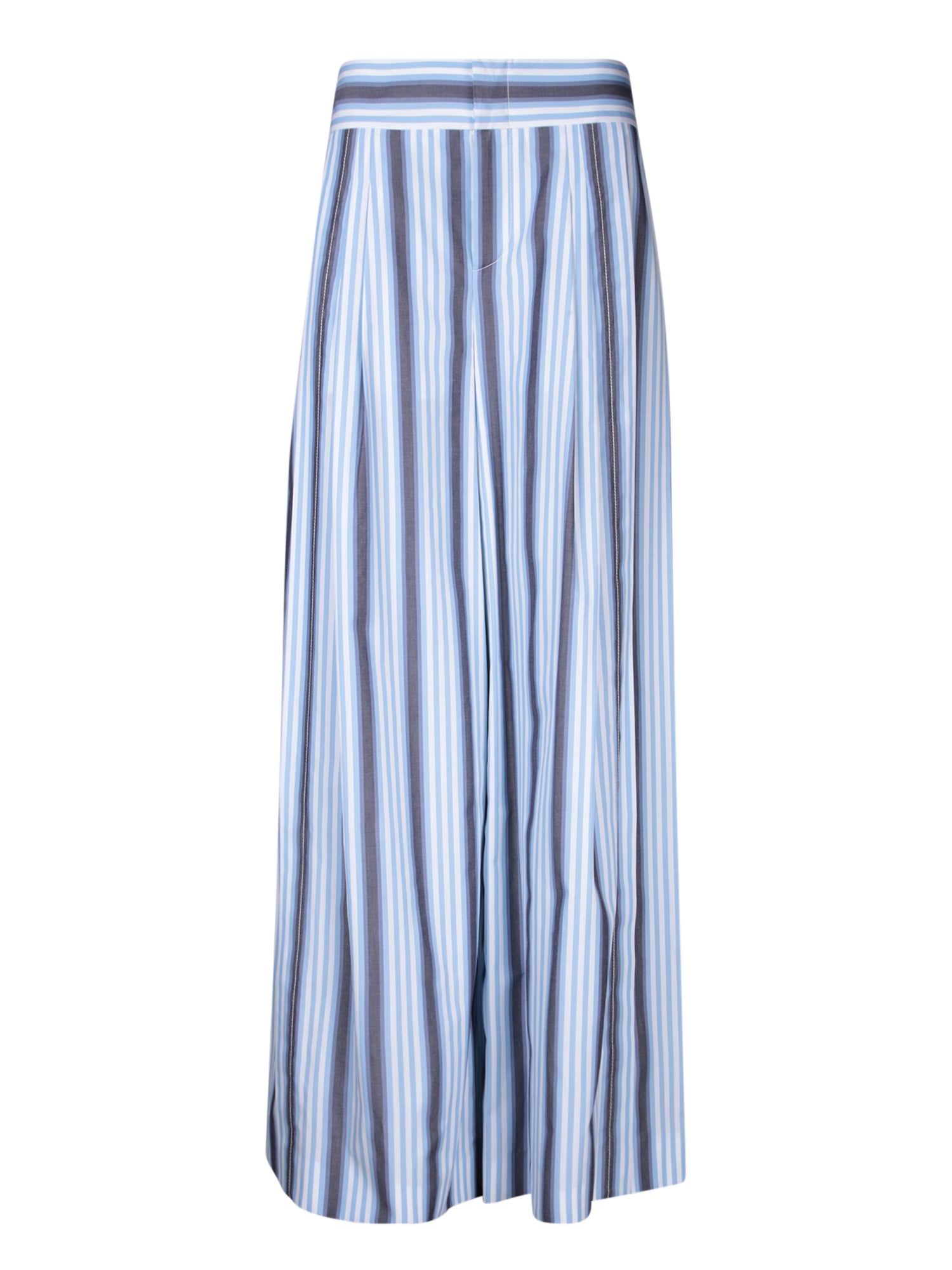 ALBERTA FERRETTI 블루 and 화이트 스트라이프 와이드 레그 트라우저 by Alberta Ferretti