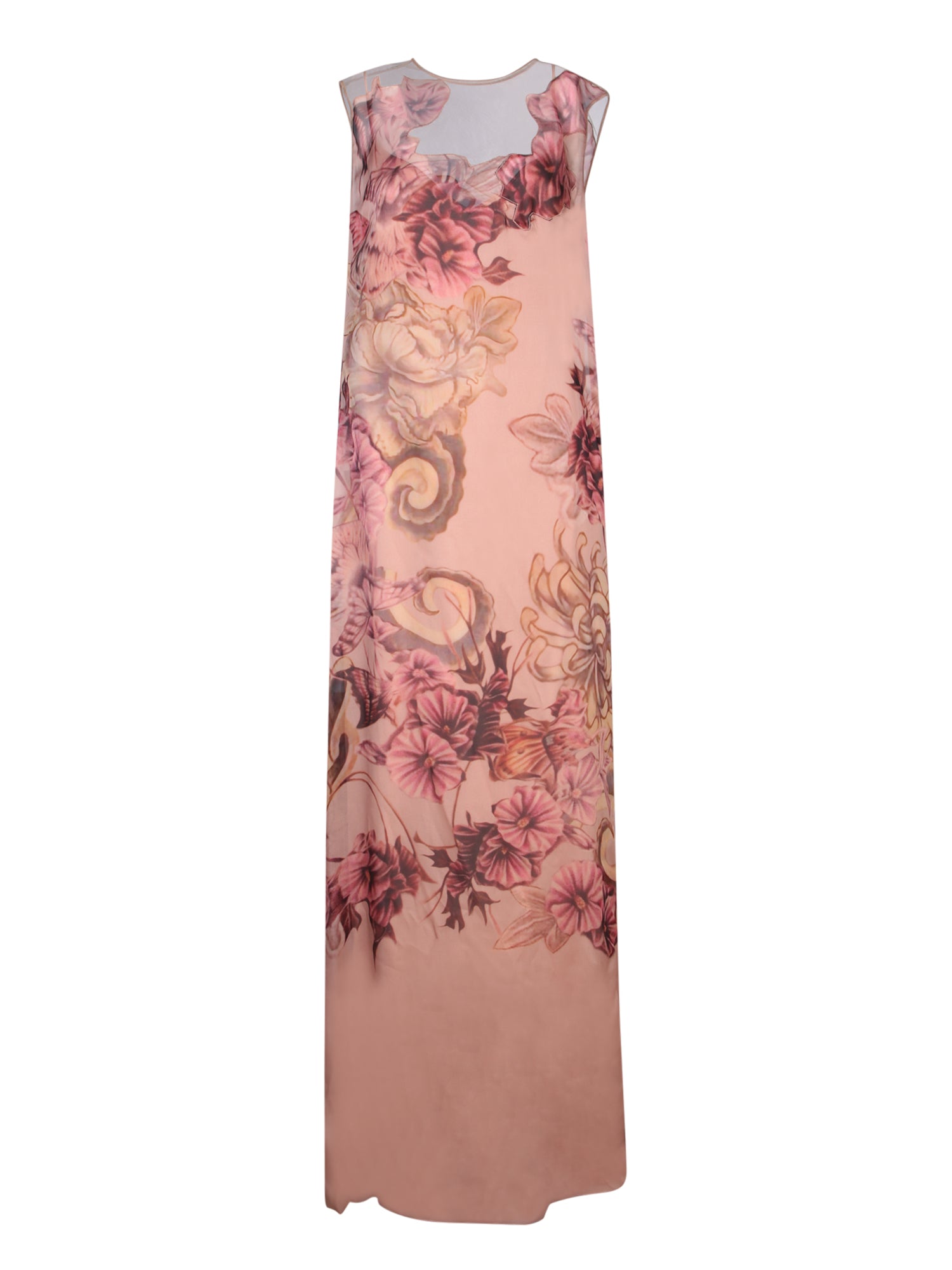 ALBERTA FERRETTI 핑크 Tattoo 롱 시폰 드레스
