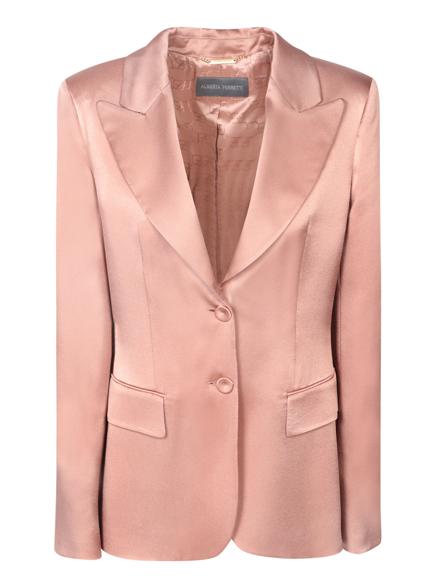 ALBERTA FERRETTI 누드 핑크 샤틴 자켓