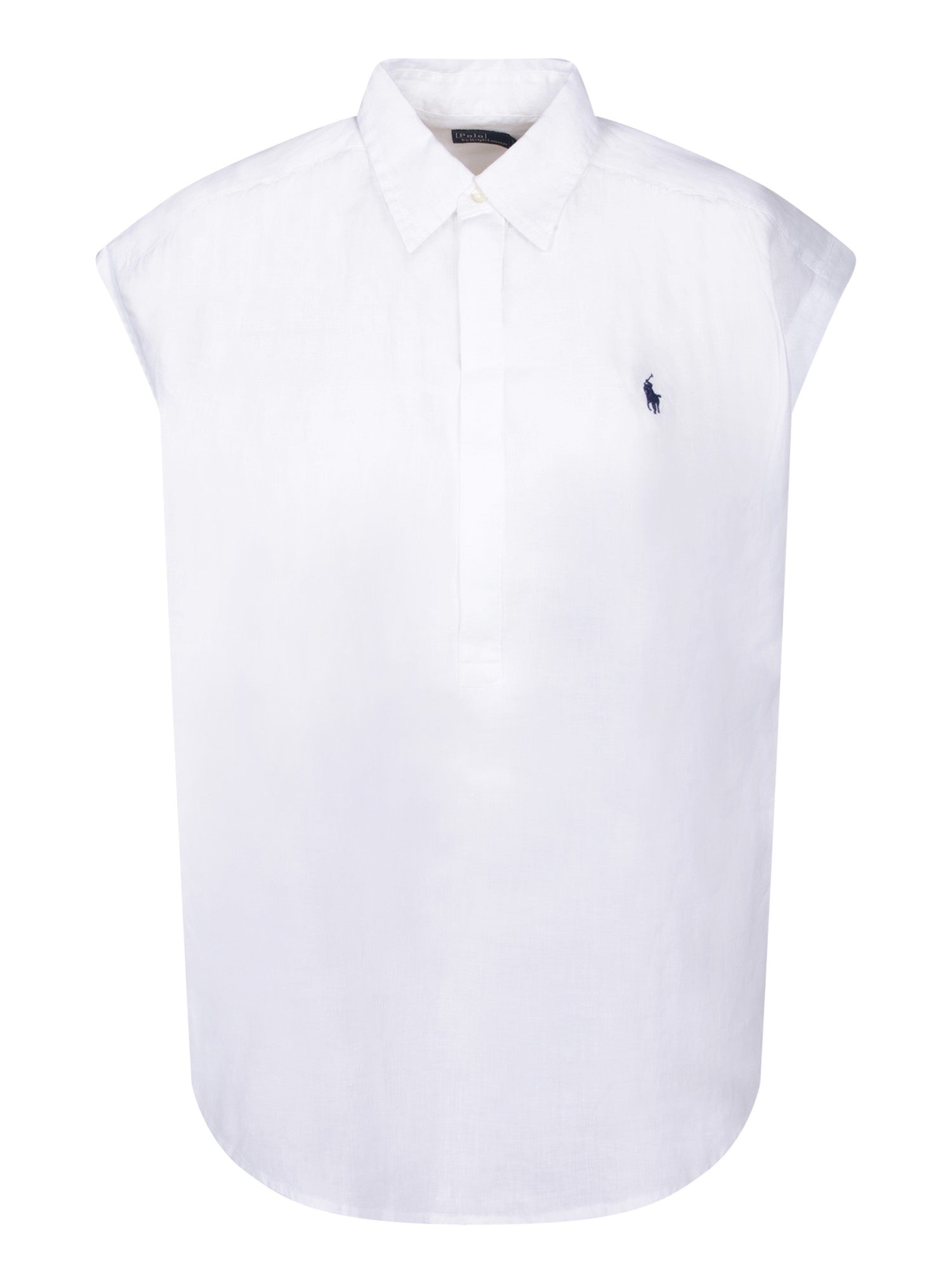 폴로 RALPH LAUREN 화이트 린넨 블라우스 by 폴로 Ralph Lauren