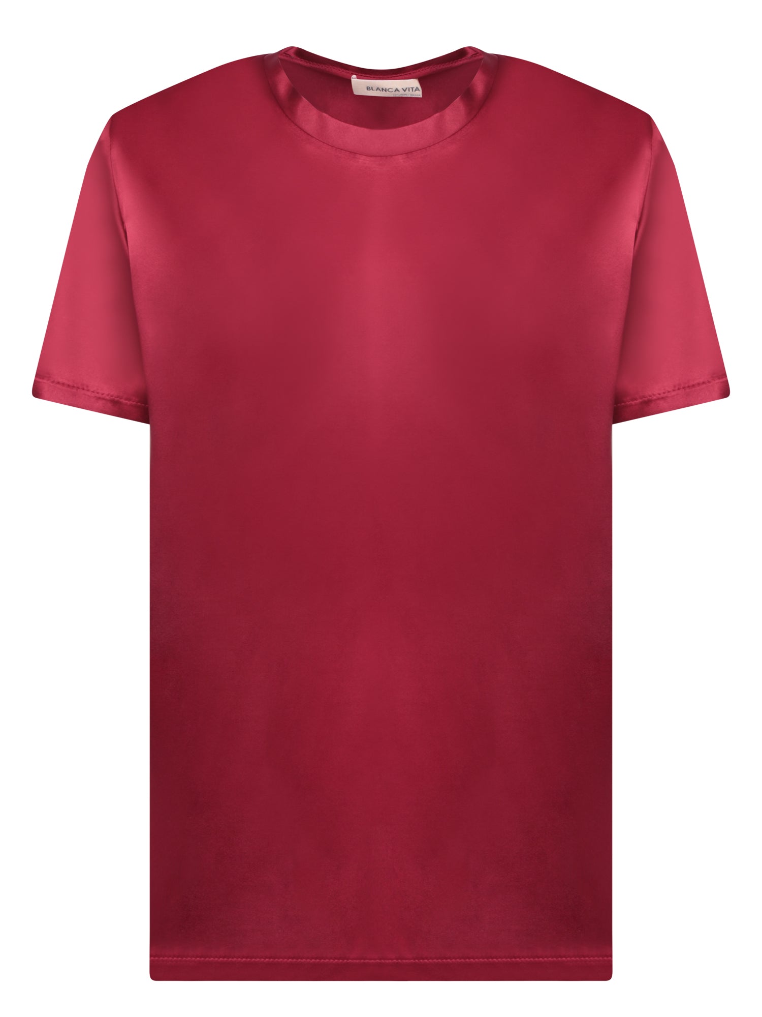 BLANCA VITA Bordeaux 실크 샤틴 티셔츠