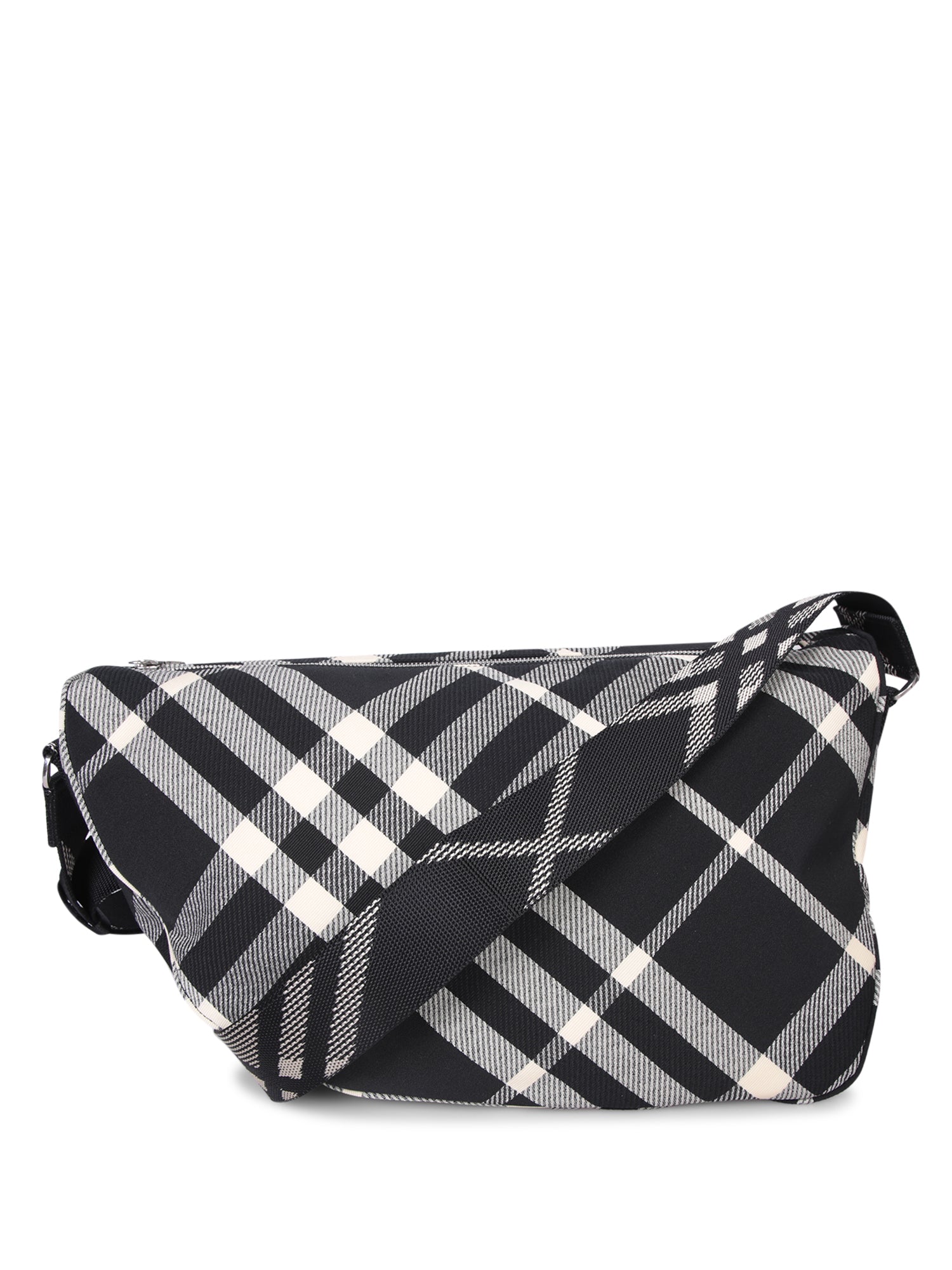 BURBERRY 블랙 실드 체크 메신저백 백