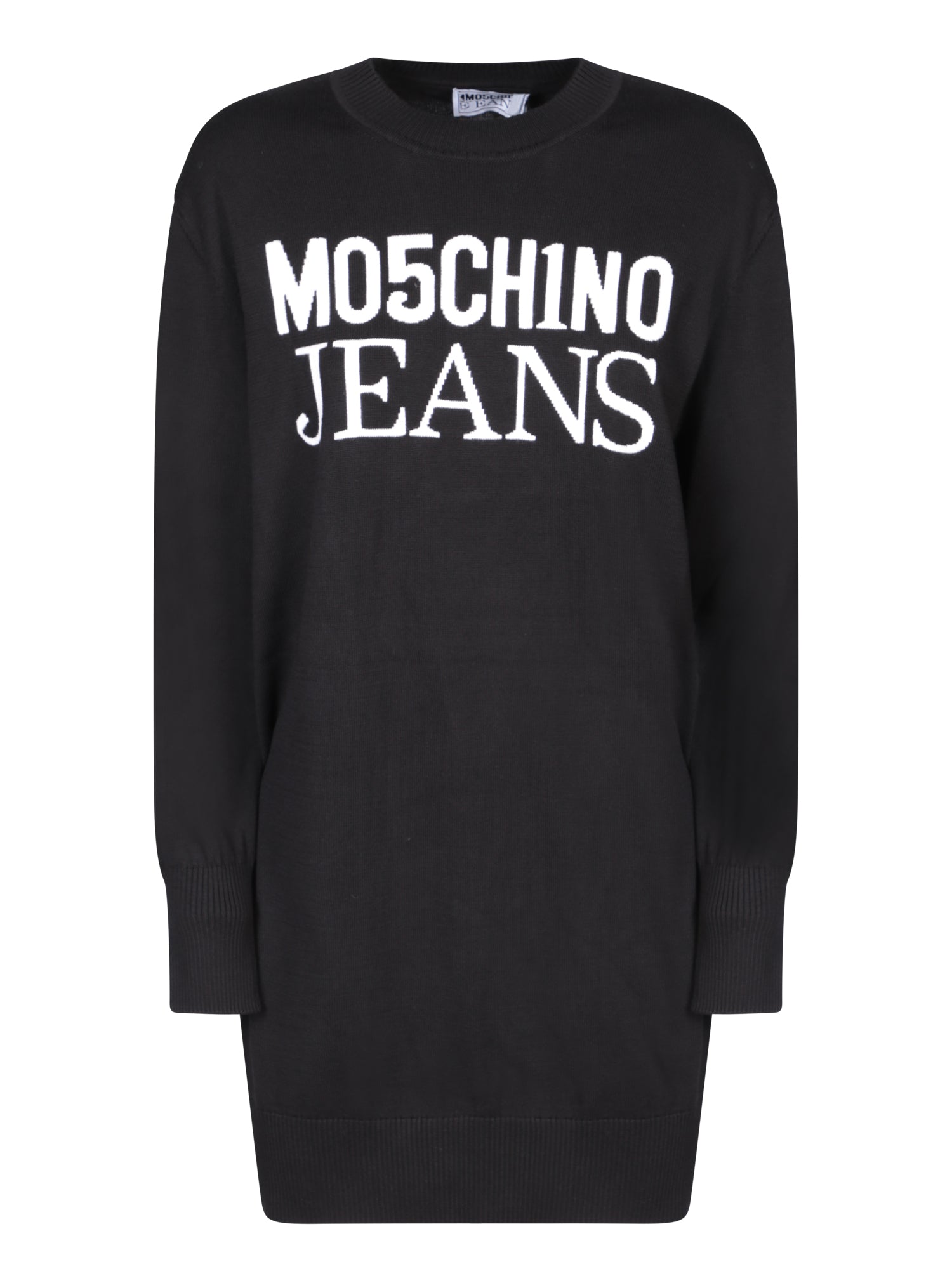 MOSCHINO 진 블랙 코튼 스웨터 위드 로고
