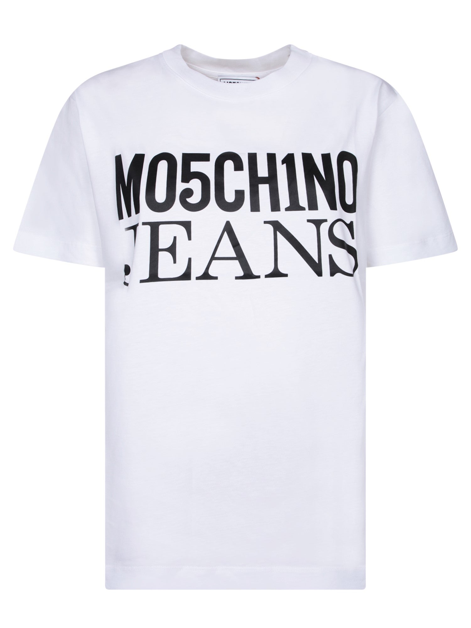MOSCHINO 진 화이트 코튼 로고 티셔츠