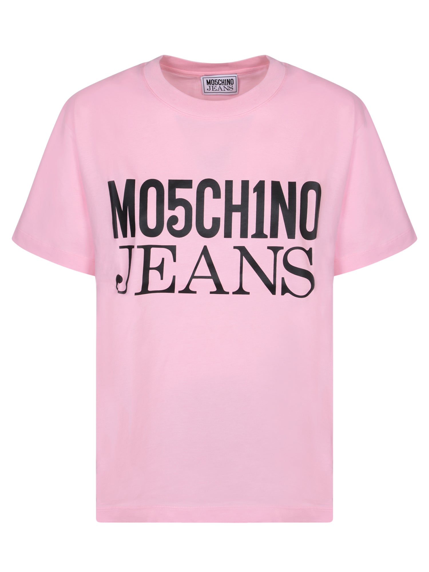 MOSCHINO 진 핑크 코튼 로고 티셔츠