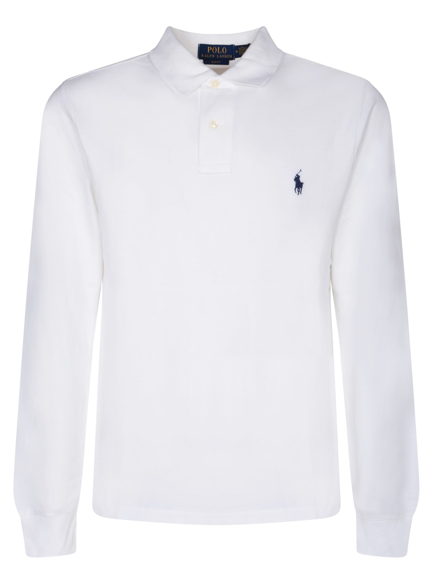 폴로 RALPH LAUREN 폴로 RALPH LAUREN 화이트 슬림 핏 롱 슬리브 폴로 셔츠