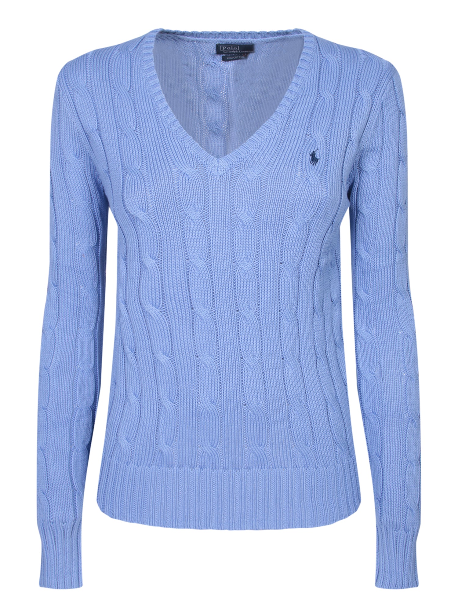 폴로 RALPH LAUREN 스카이 블루 울 Braided 스웨터
