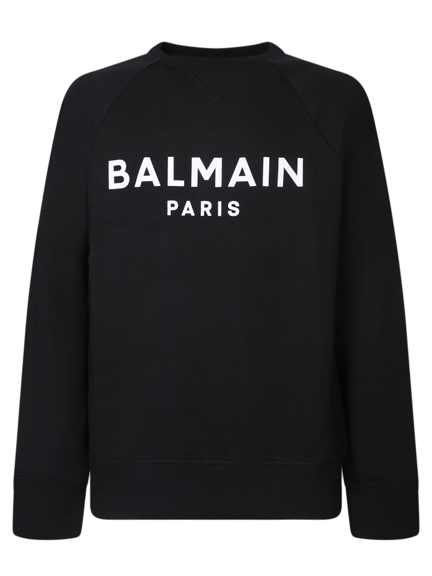 BALMAIN 로고 크루넥 스웨트 셔츠 블랙