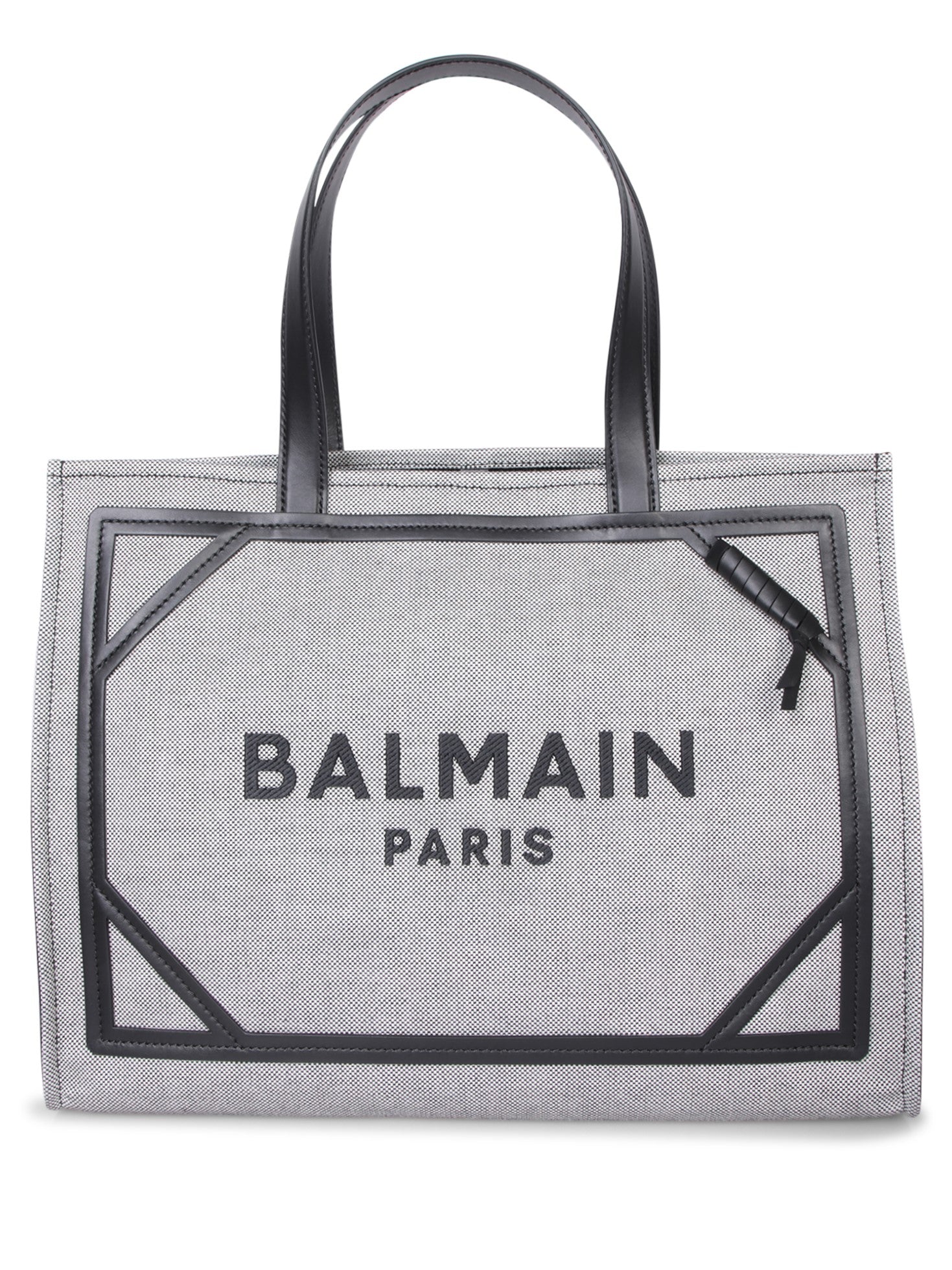 BALMAIN B 아미 샵 미디엄 블랙 and 화이트 캔버스 백