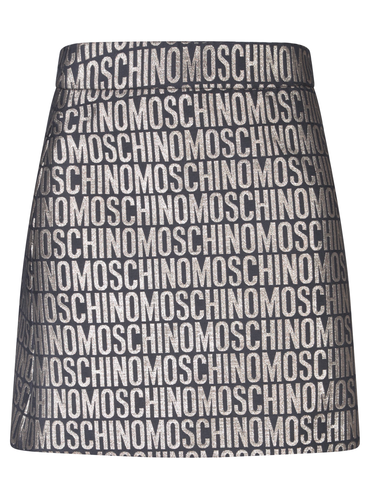 MOSCHINO 블랙 and 골드 로고 미니 스커트