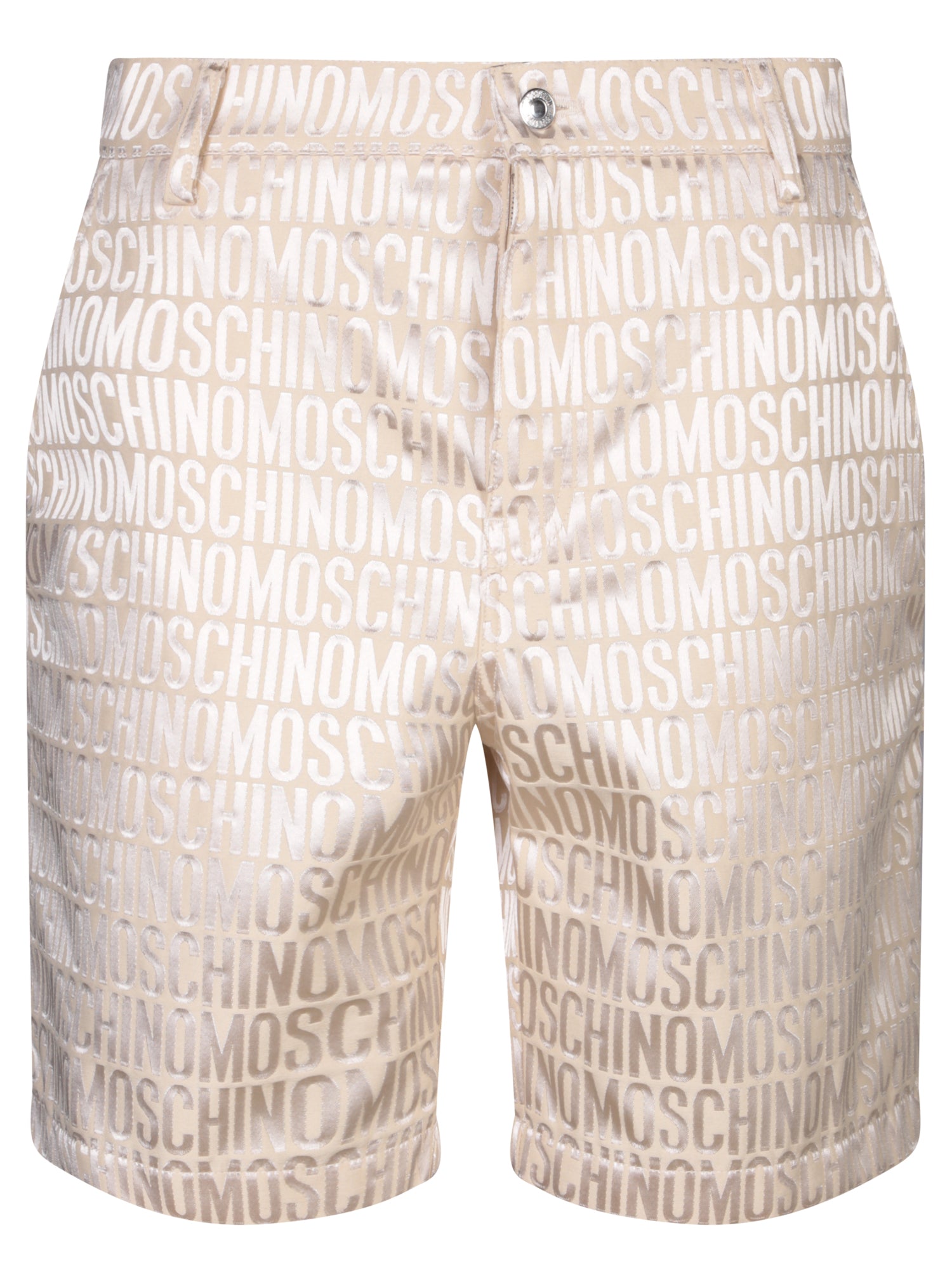 MOSCHINO 로고 올 오버 베이지 버뮤다 쇼츠