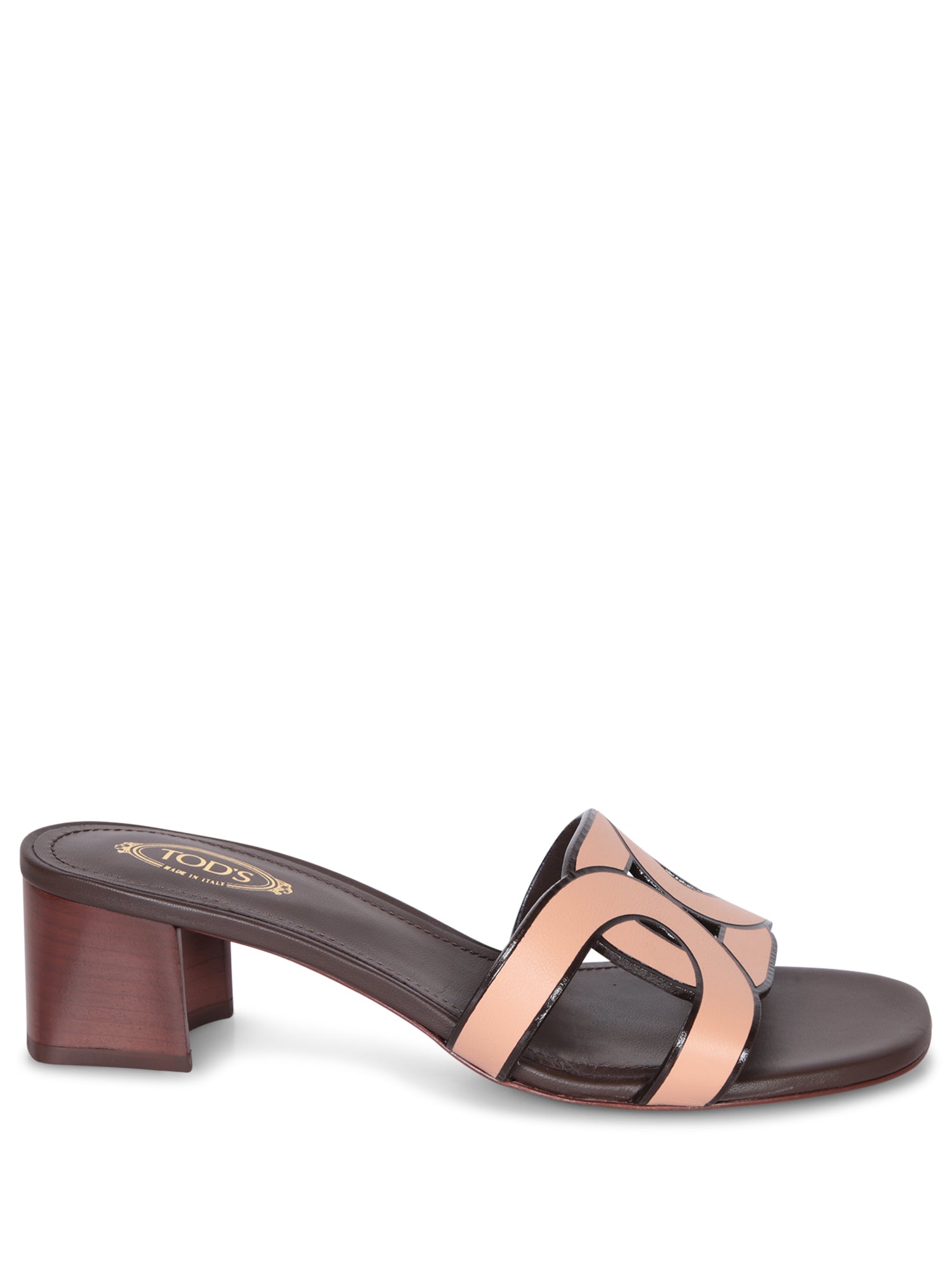 TODS 스퀘어 힐 pinkbrown 샌들