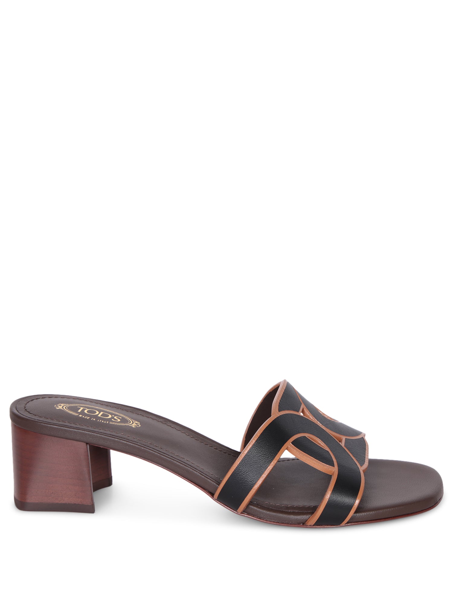 TODS 스퀘어 힐 blackbrown 샌들