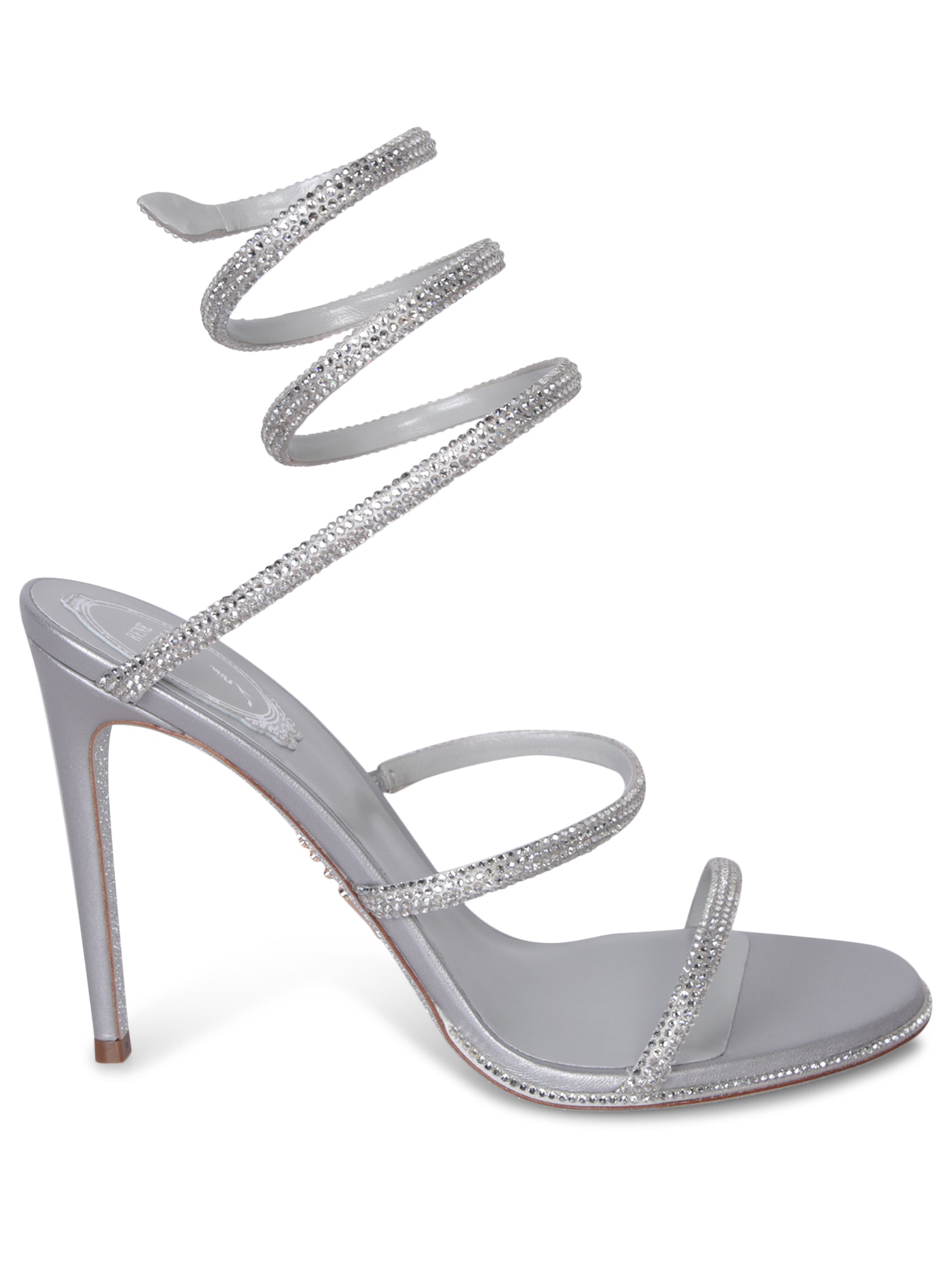 RENE CAOVILLA Cleo 105 Strass 샤틴 실버 샌들