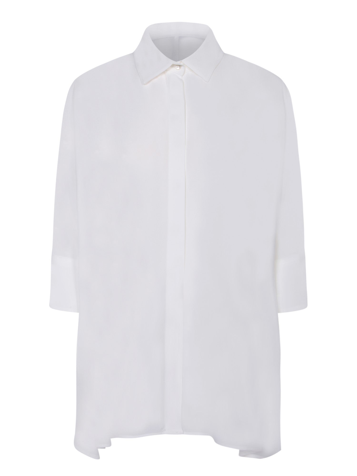 BLANCA VITA 화이트 실크 블렌드 셔츠