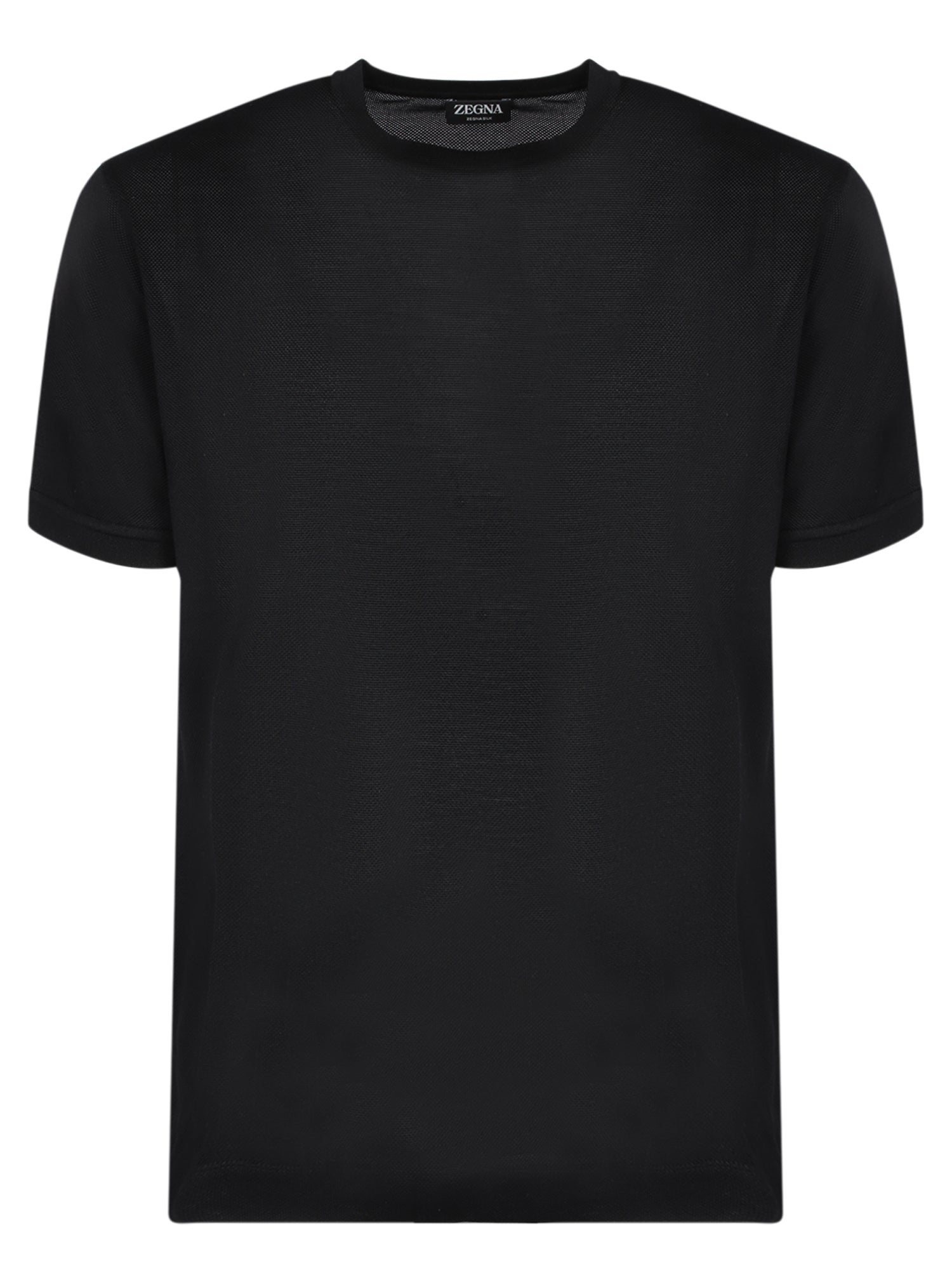 ZEGNA 블랙 실크 티셔츠