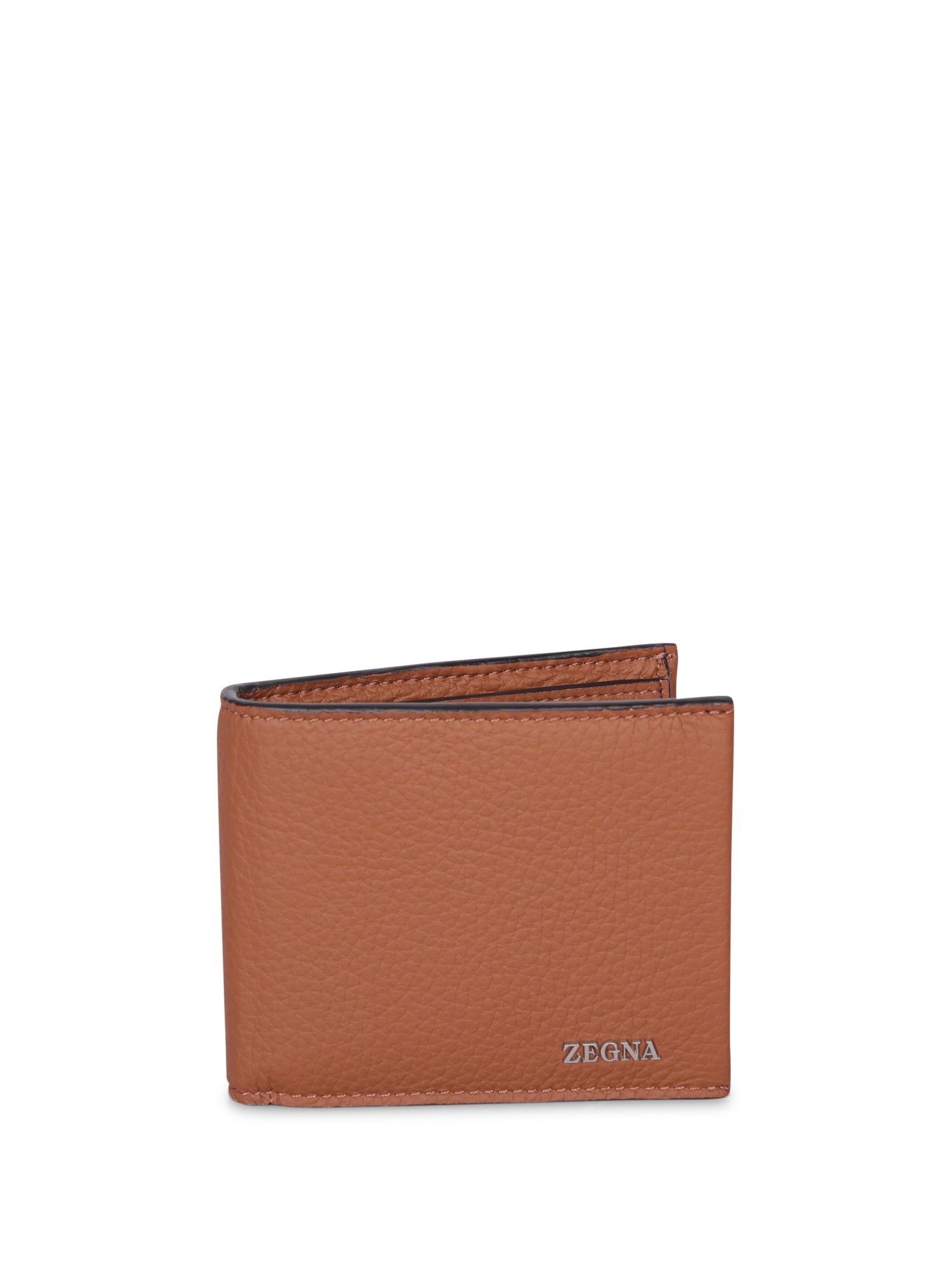 ZEGNA 베이지 로고 비폴드 지갑