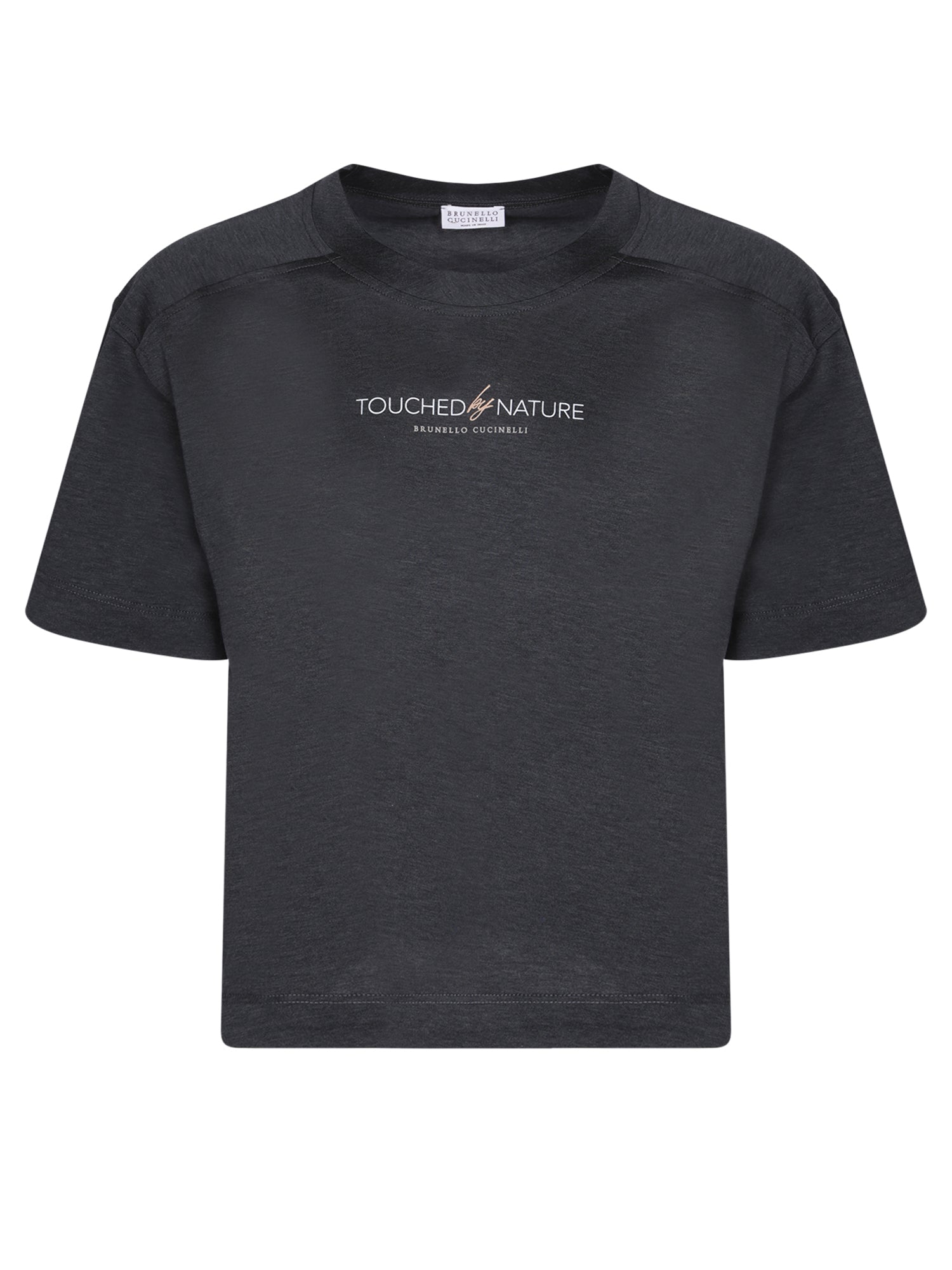 BRUNELLO CUCINELLI 그레이 로고 크롭 티셔츠