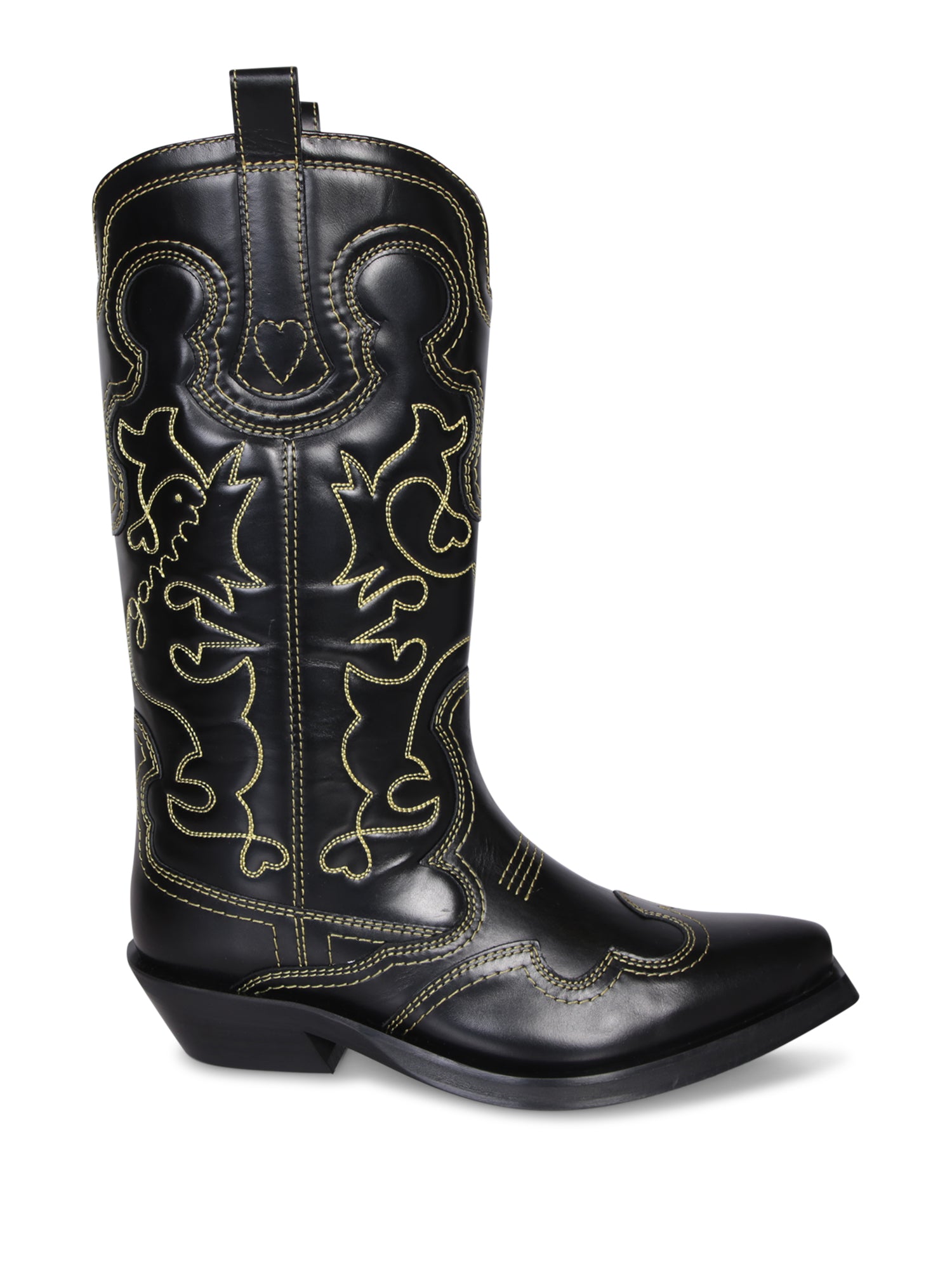 GANNI 자수 BlackYellow Texan 부츠