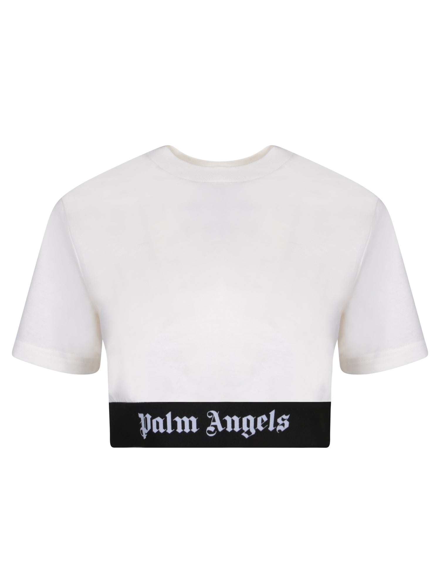 PALM ANGELS 로고 테이프 화이트 티셔츠
