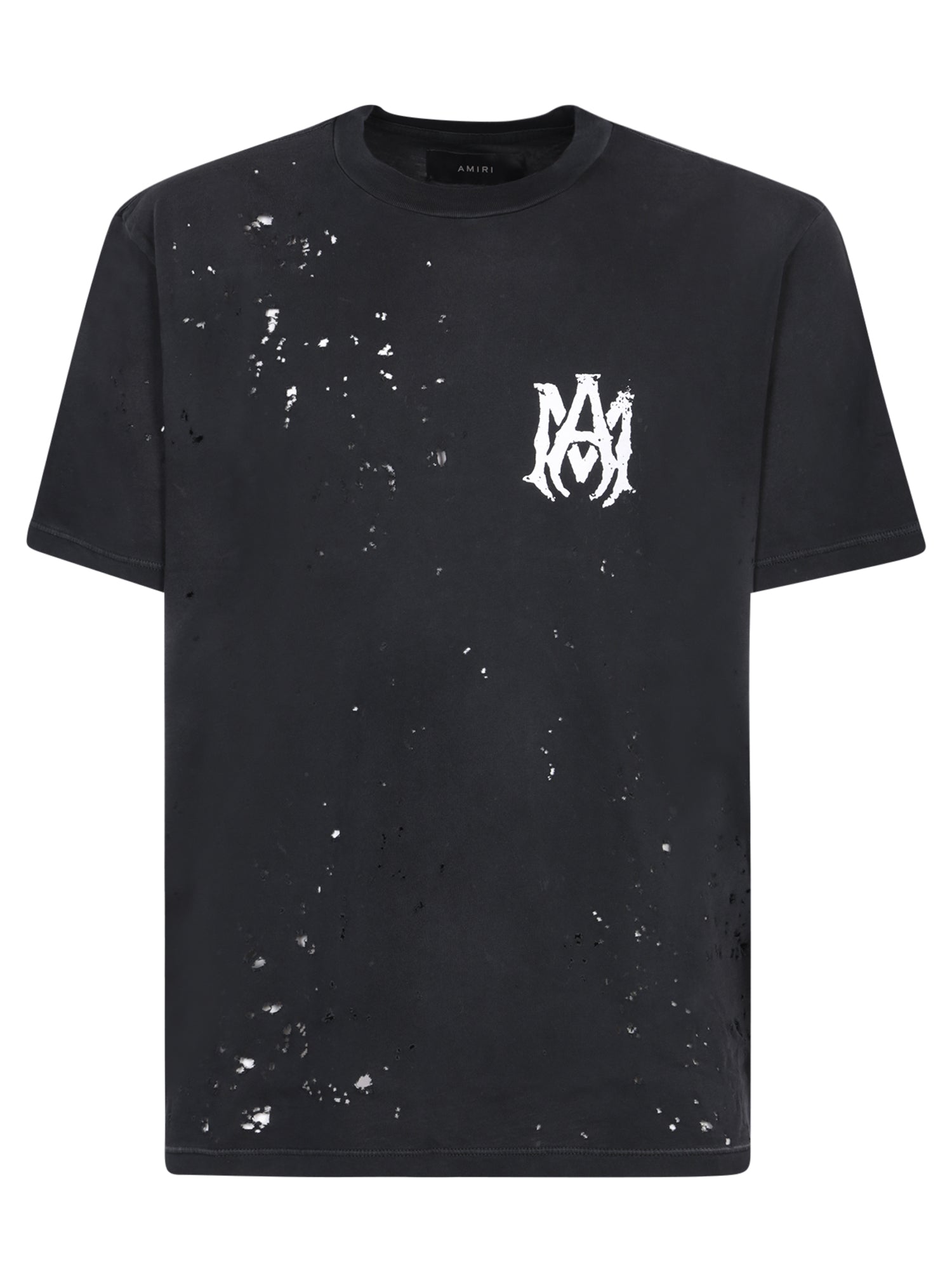 AMIRI Straggered 로고 블랙 티셔츠
