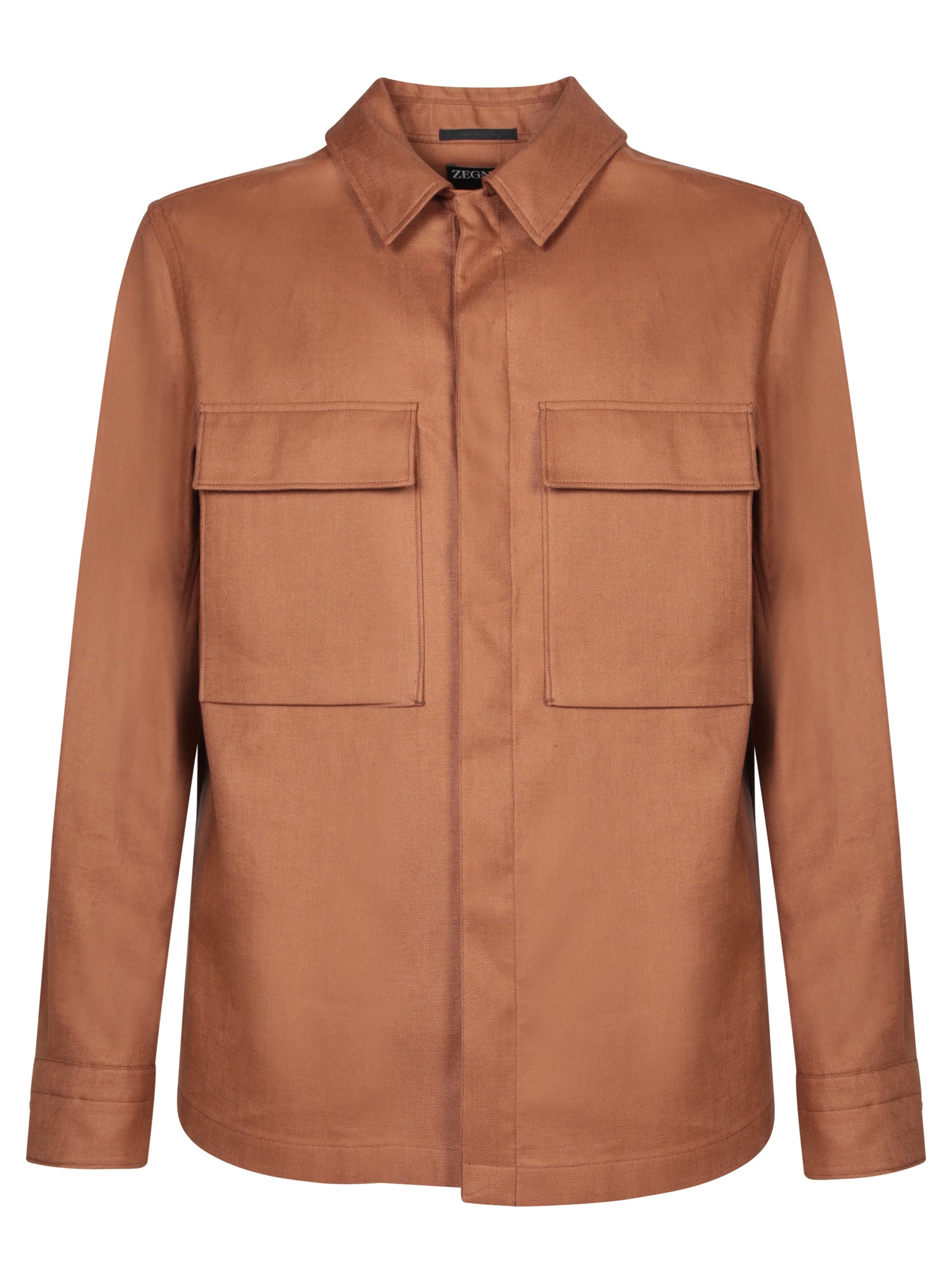 ZEGNA 베이지 Oasi 린넨 오버셔츠
