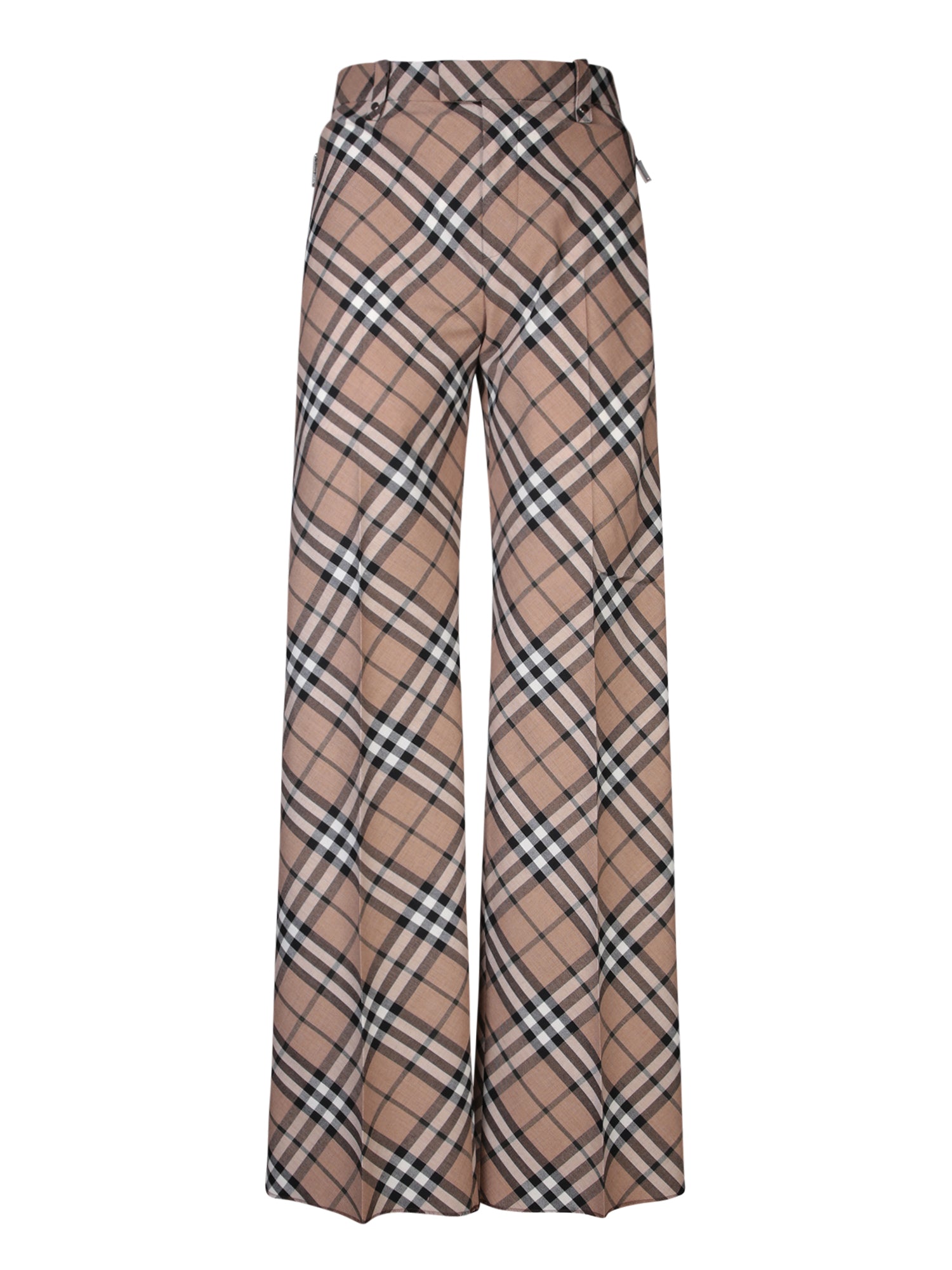 BURBERRY 베이지 레귤러 체크 트라우저