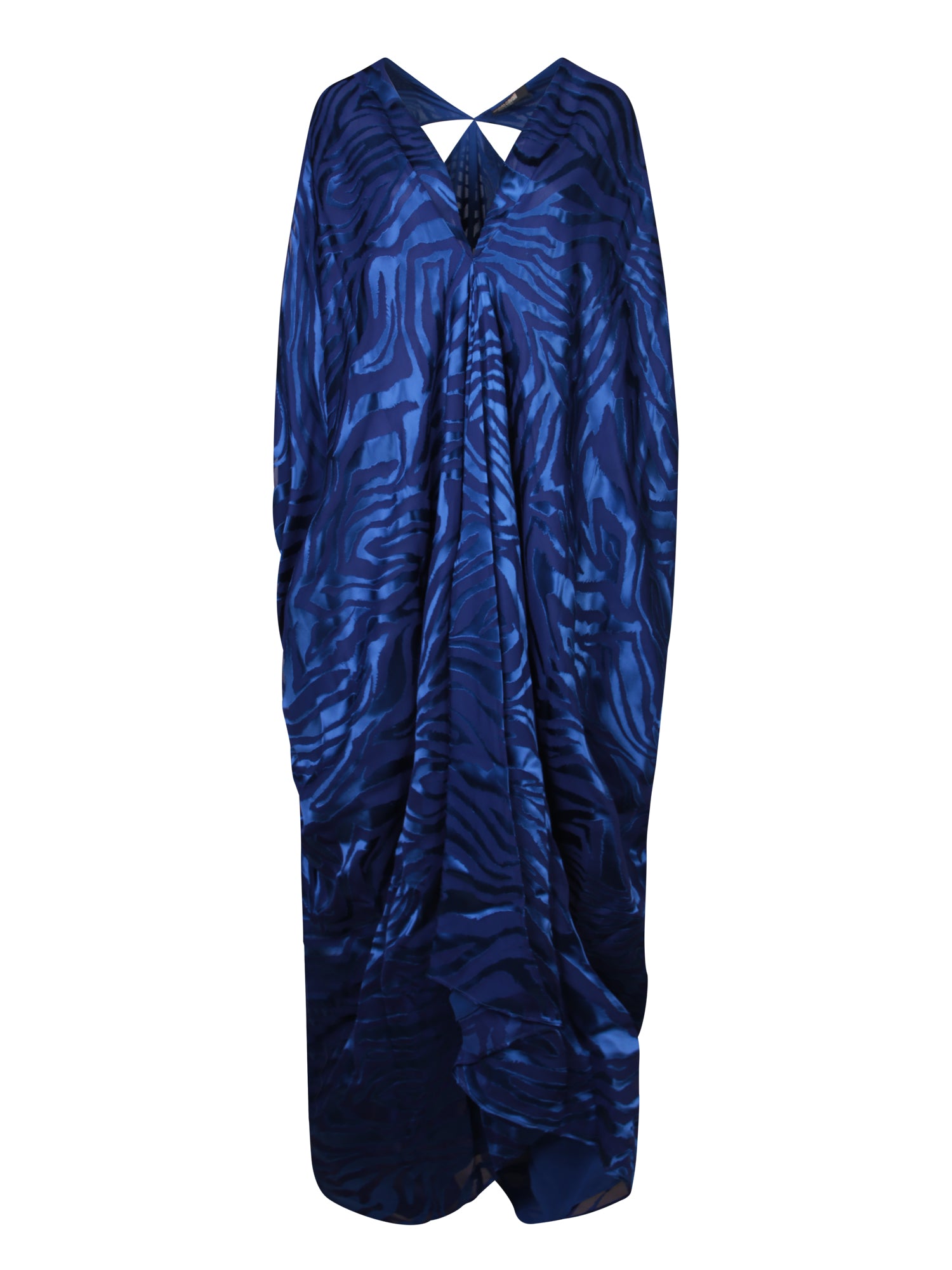 ROBERTO CAVALLI 블루 Devoré 벨벳 Kaftan 드레스