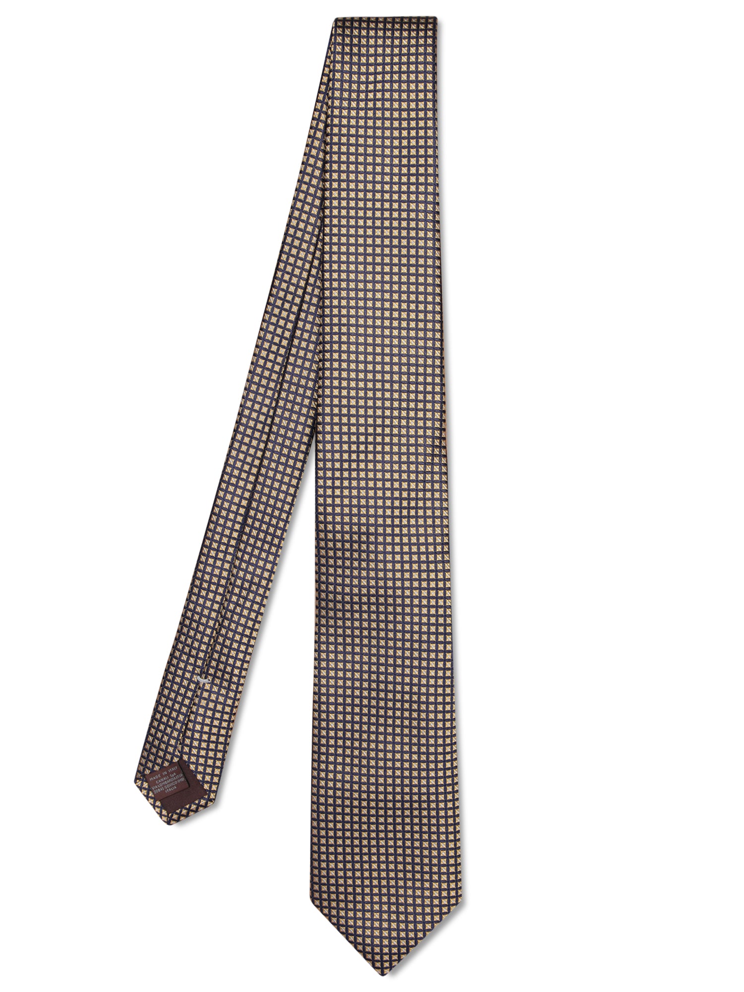 CANALI 지오메트릭 실크 타이 in 옐로
