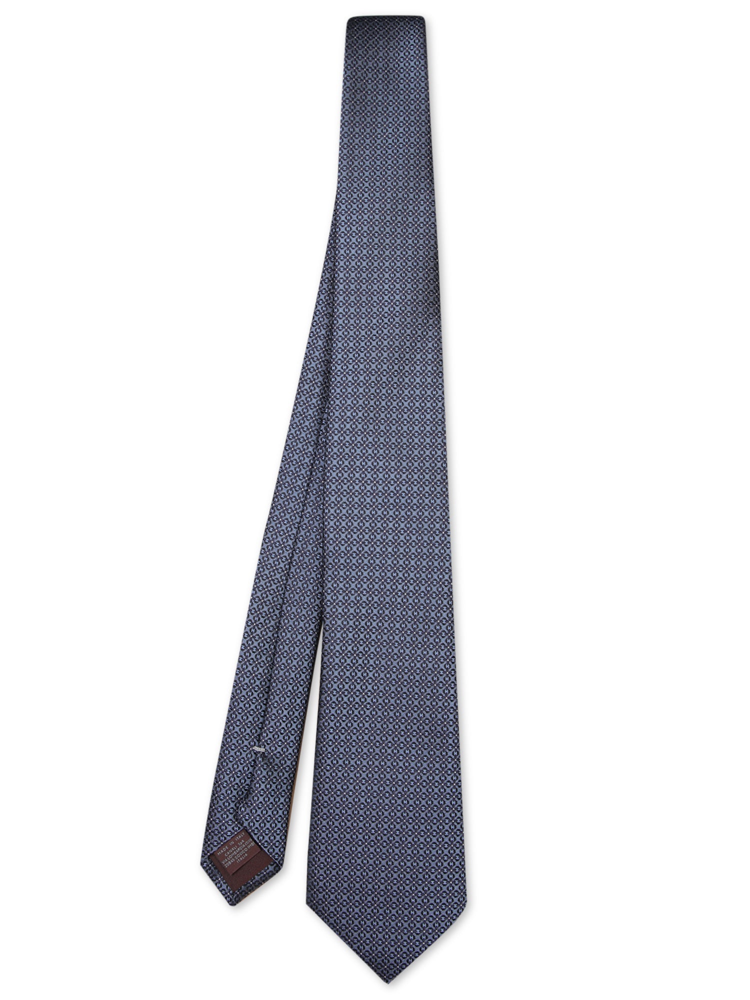 CANALI 패턴 블루 실크 타이