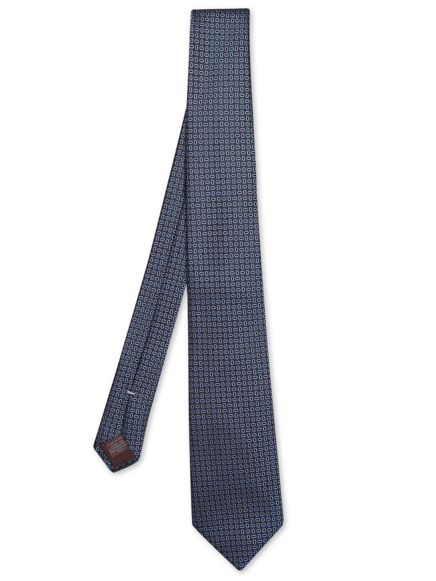 CANALI 추상적 블루 실크 타이 8cm