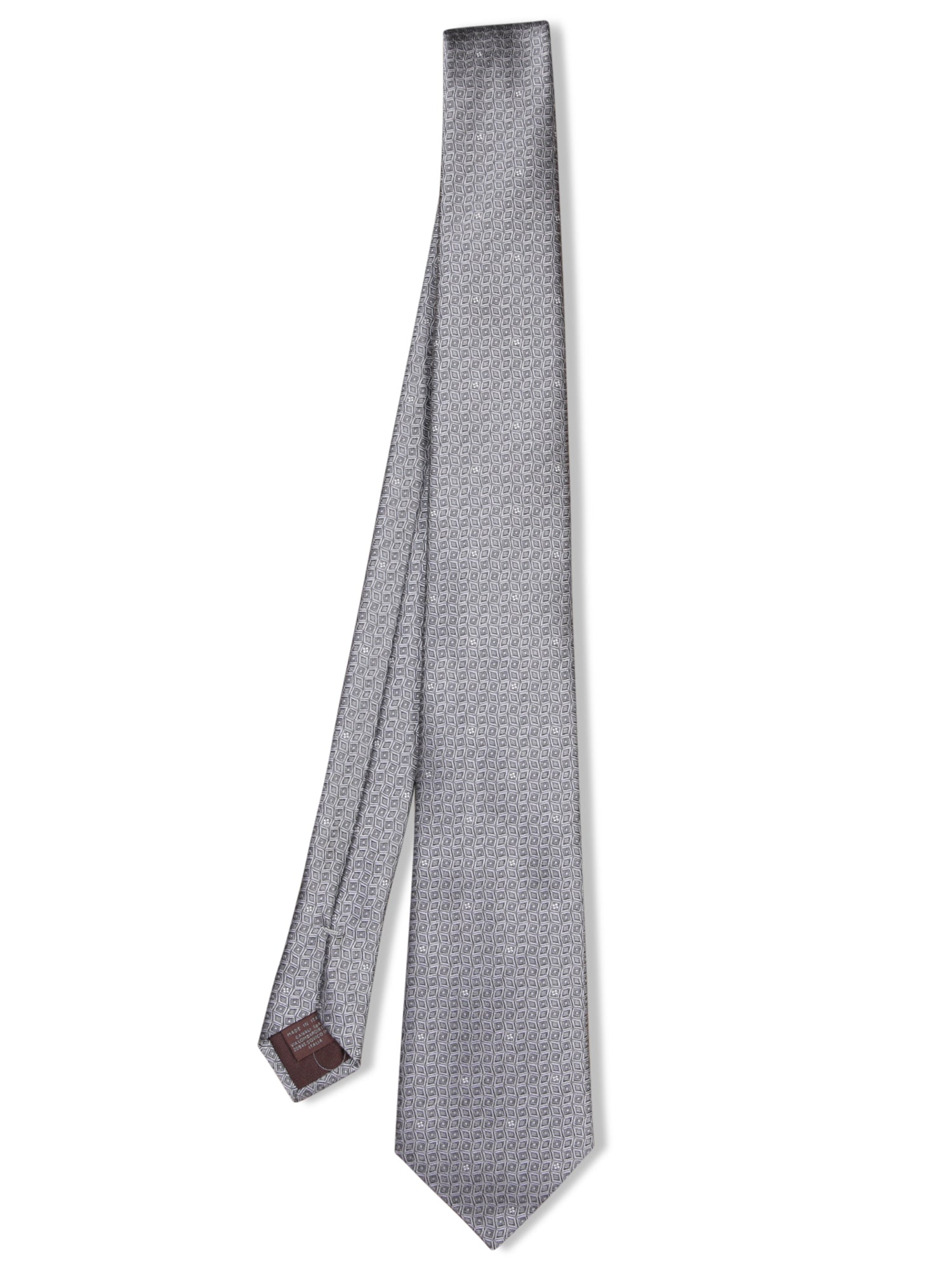 CANALI 패턴 그레이 실크 타이