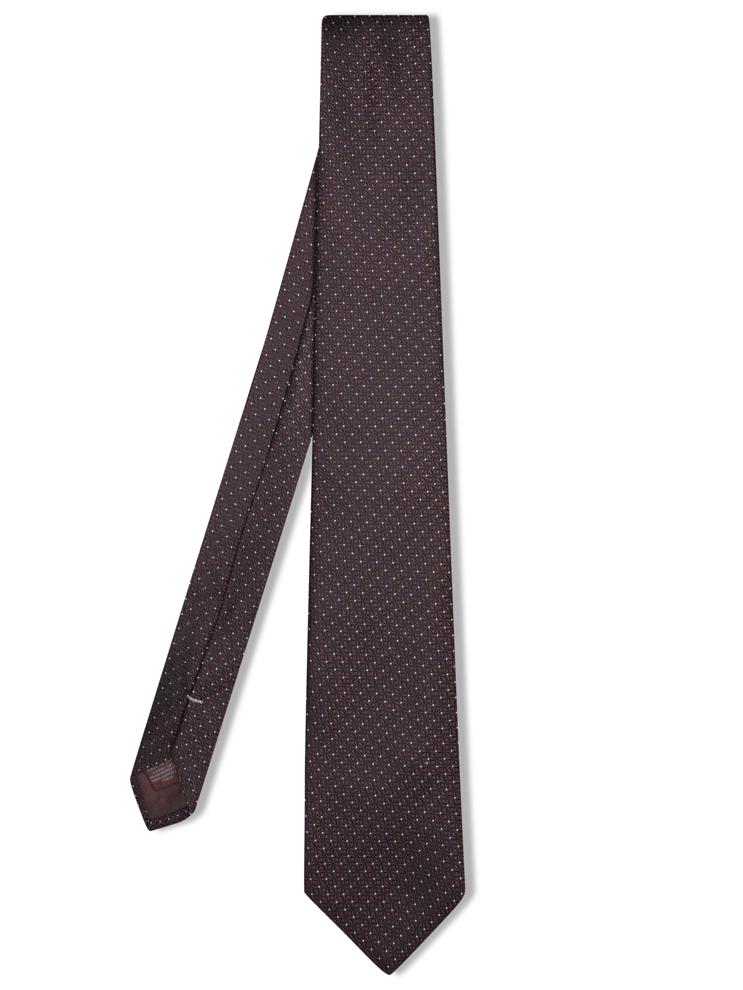 CANALI 패턴 브라운 타이 8cm