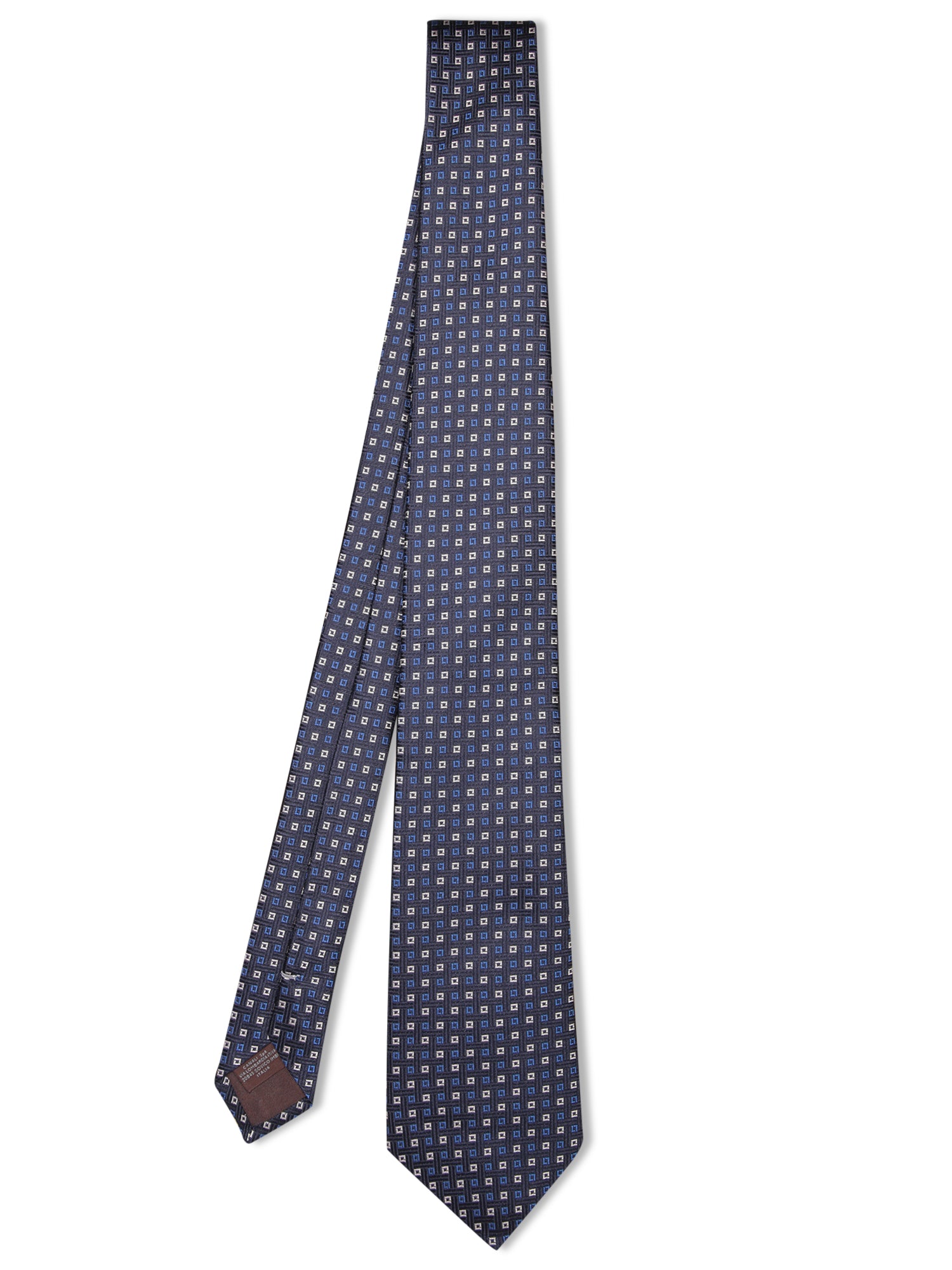 CANALI 8CM 지오메트릭 다크 블루 타이