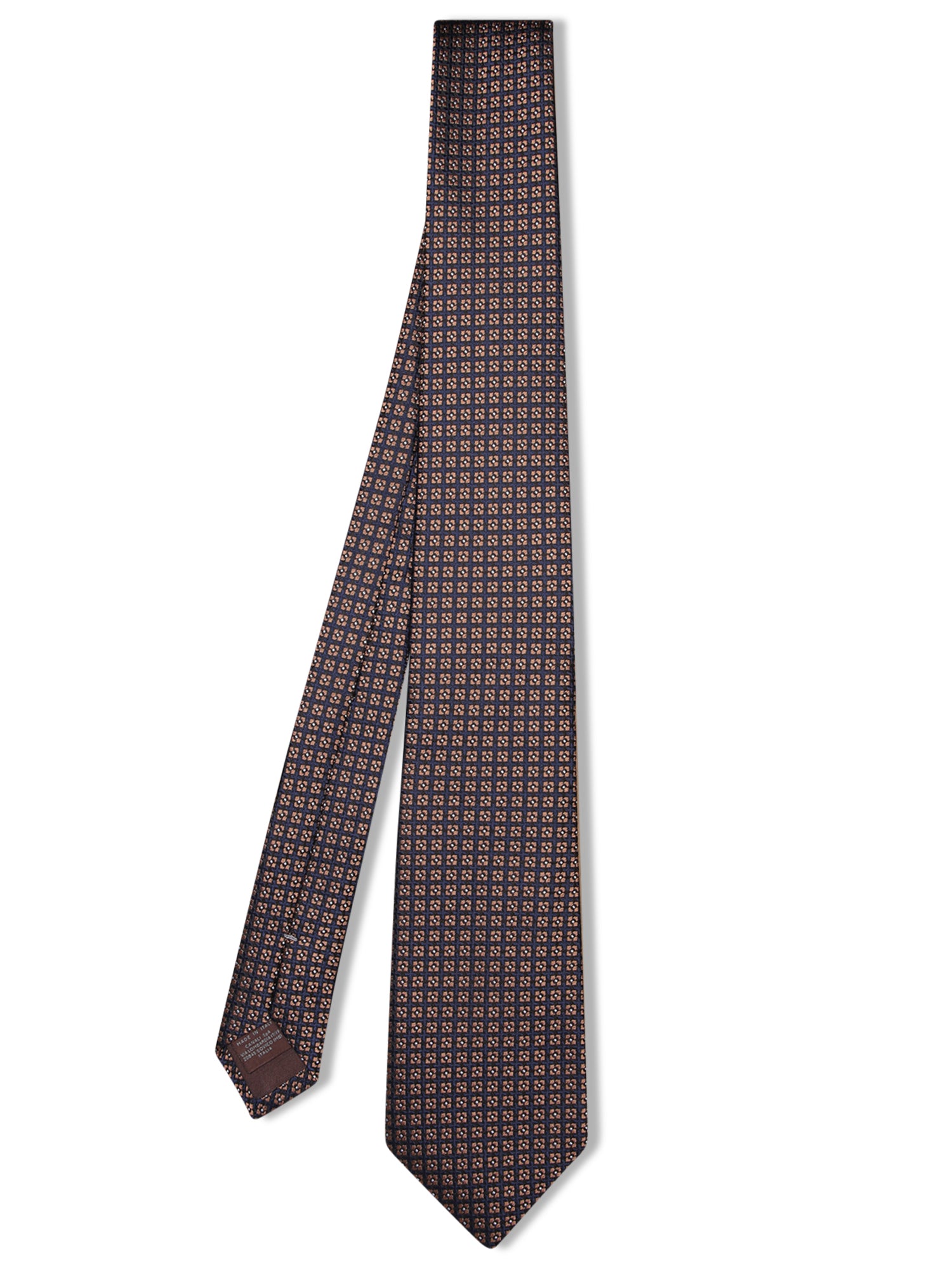 CANALI 마이크로 체크 브라운 타이