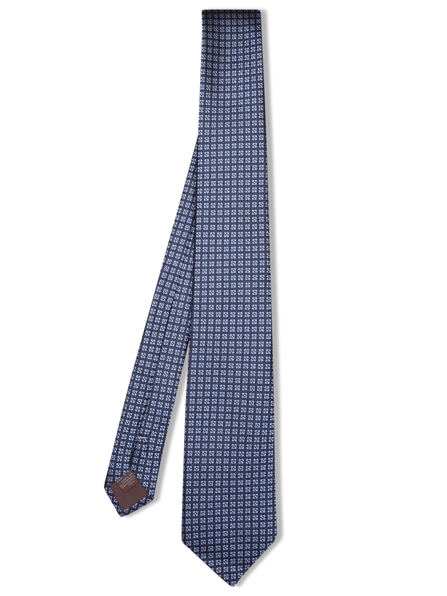 CANALI 블루 마이크로 체크 타이