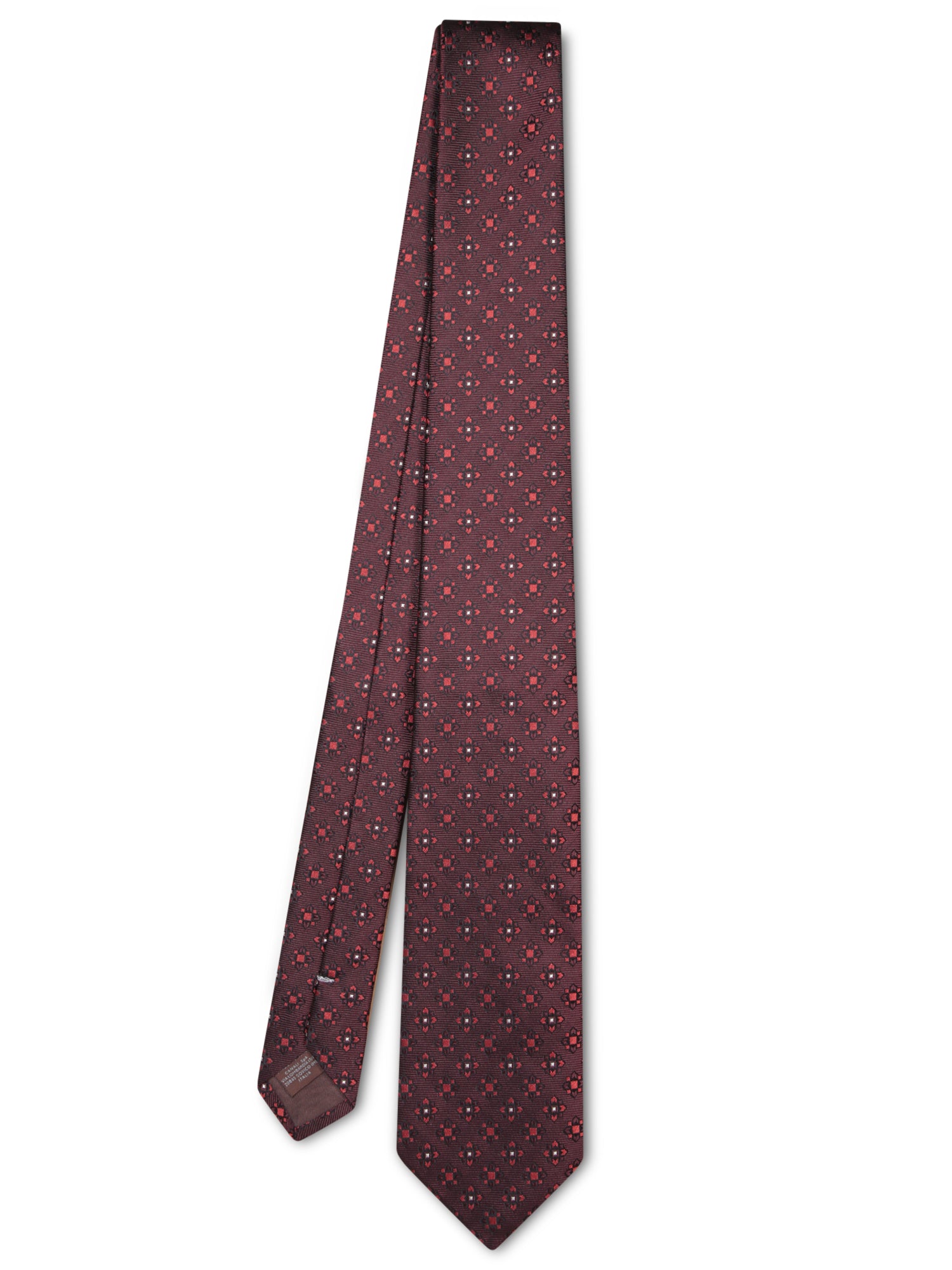 CANALI 8CM 플로랄 패턴 Bordeaux 타이