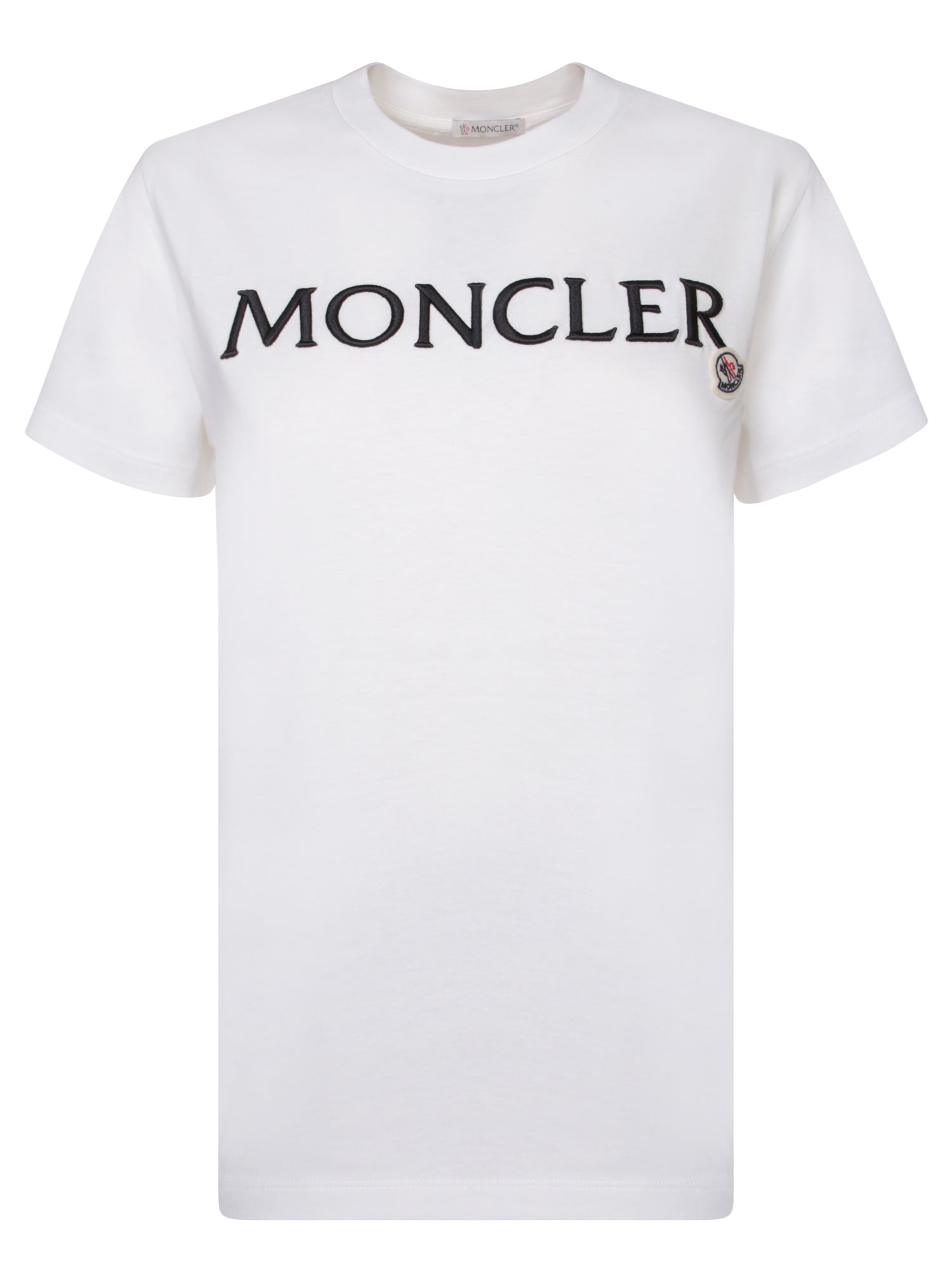 MONCLER 화이트 코튼 로고 티셔츠